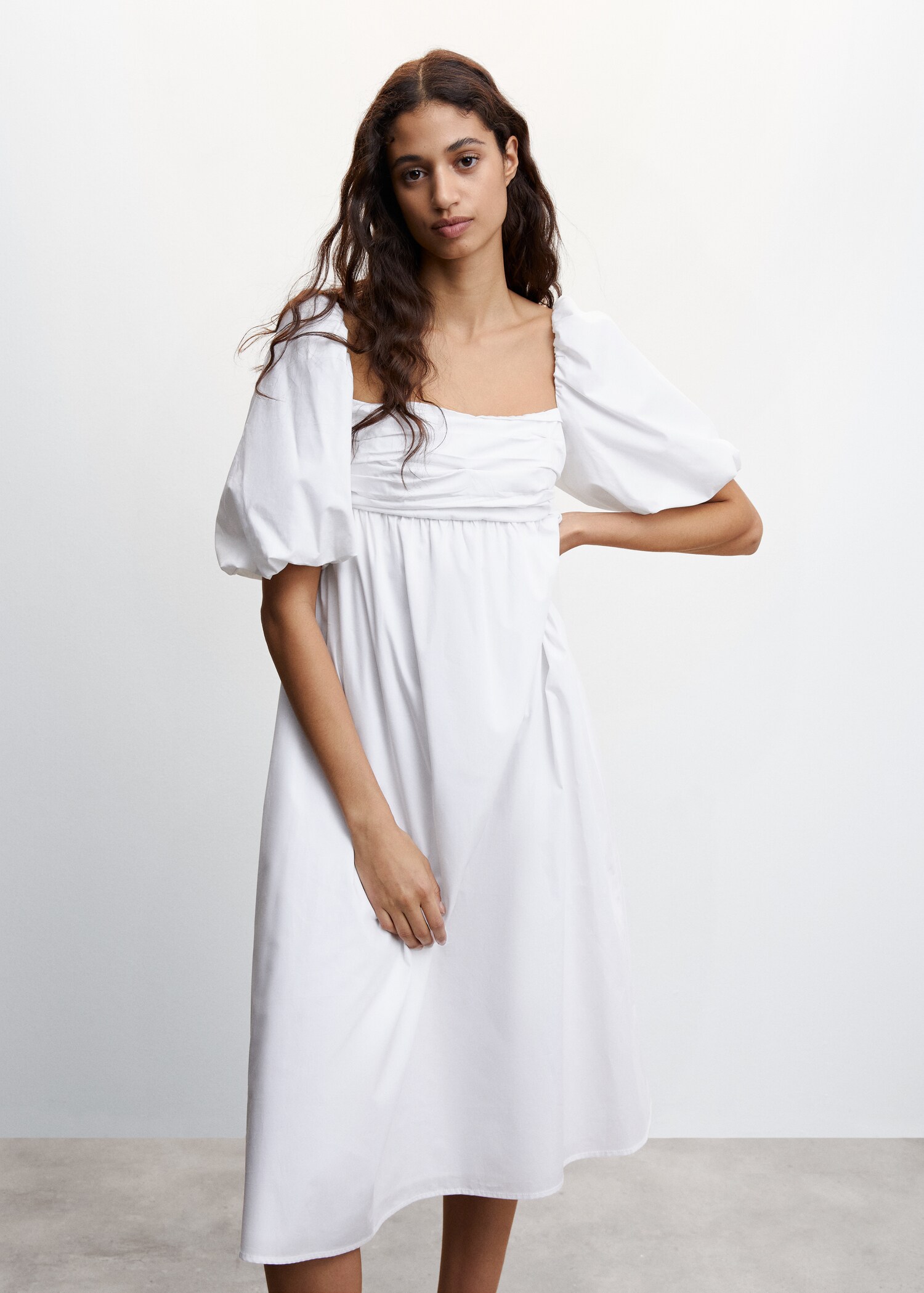 Puffed sleeves cotton dress - Medium plane