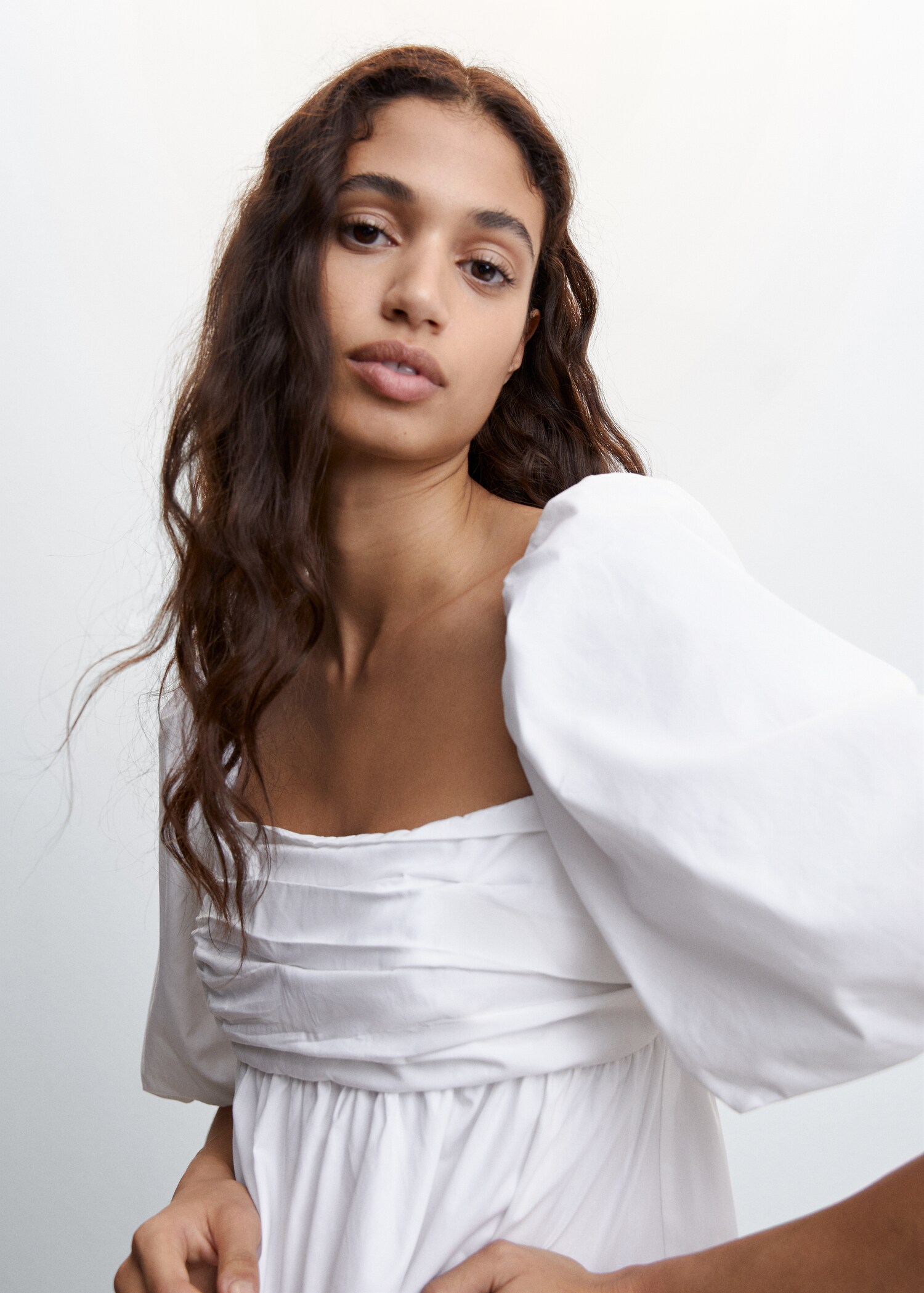 Puffed sleeves cotton dress - Details of the article 1
