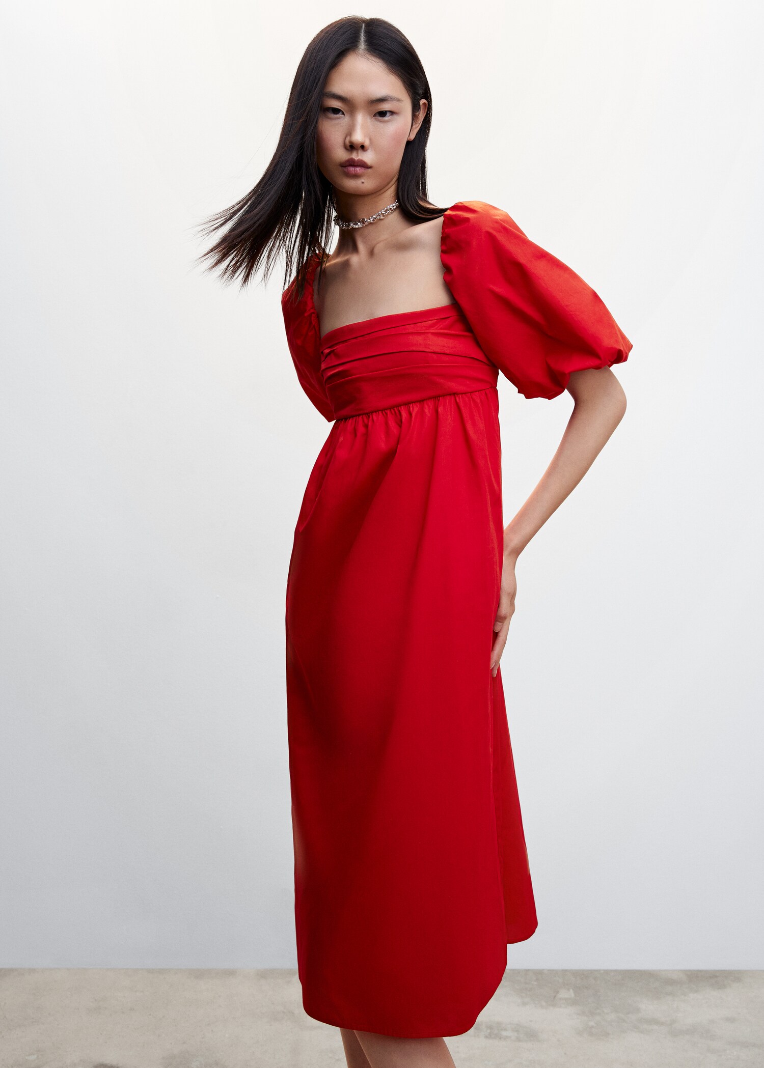 Puffed sleeves cotton dress - Medium plane