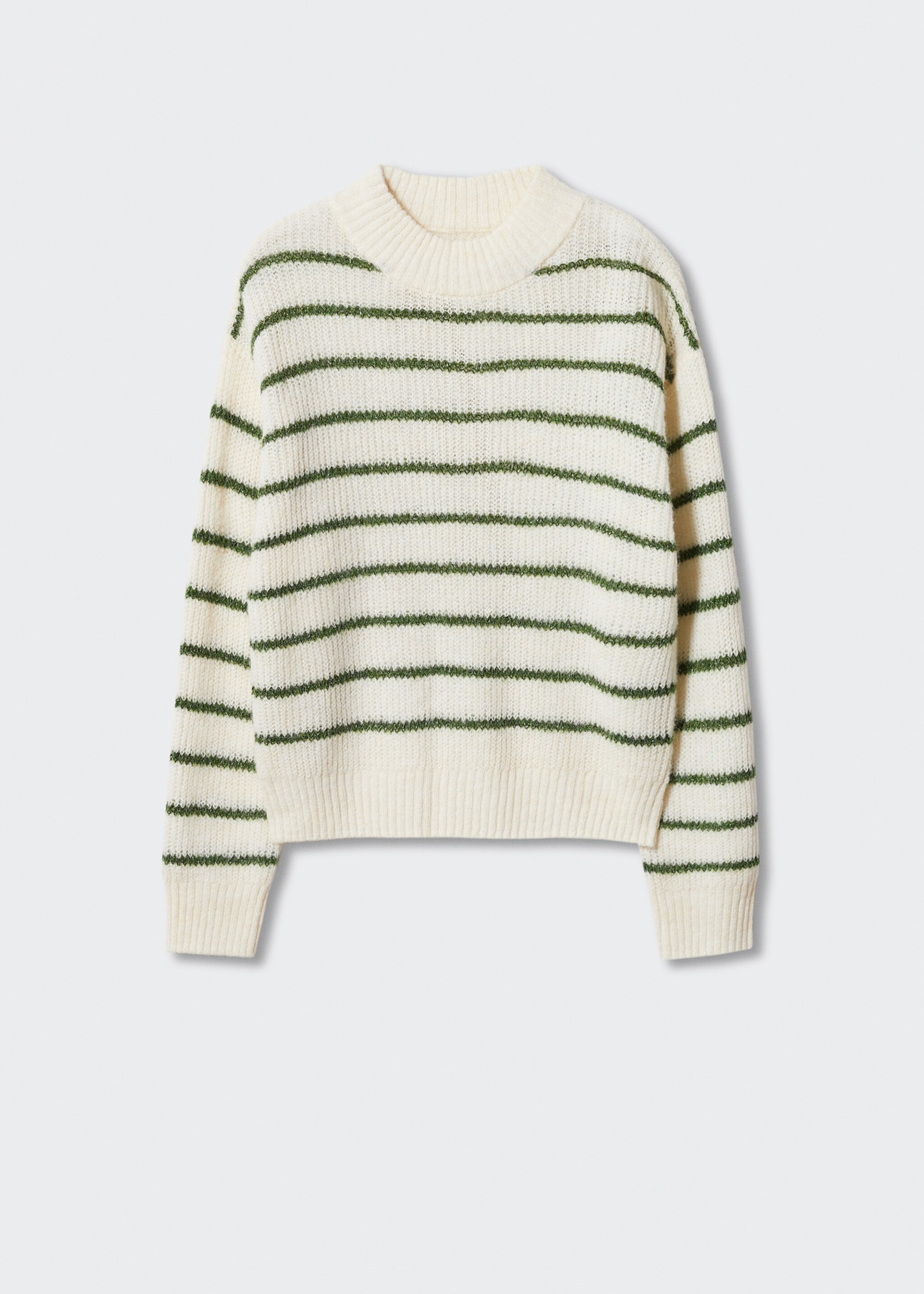 Gestreifter Pullover aus Lurexgewebe - Artikel ohne Model, Khaki. Ref: 47091264-00.