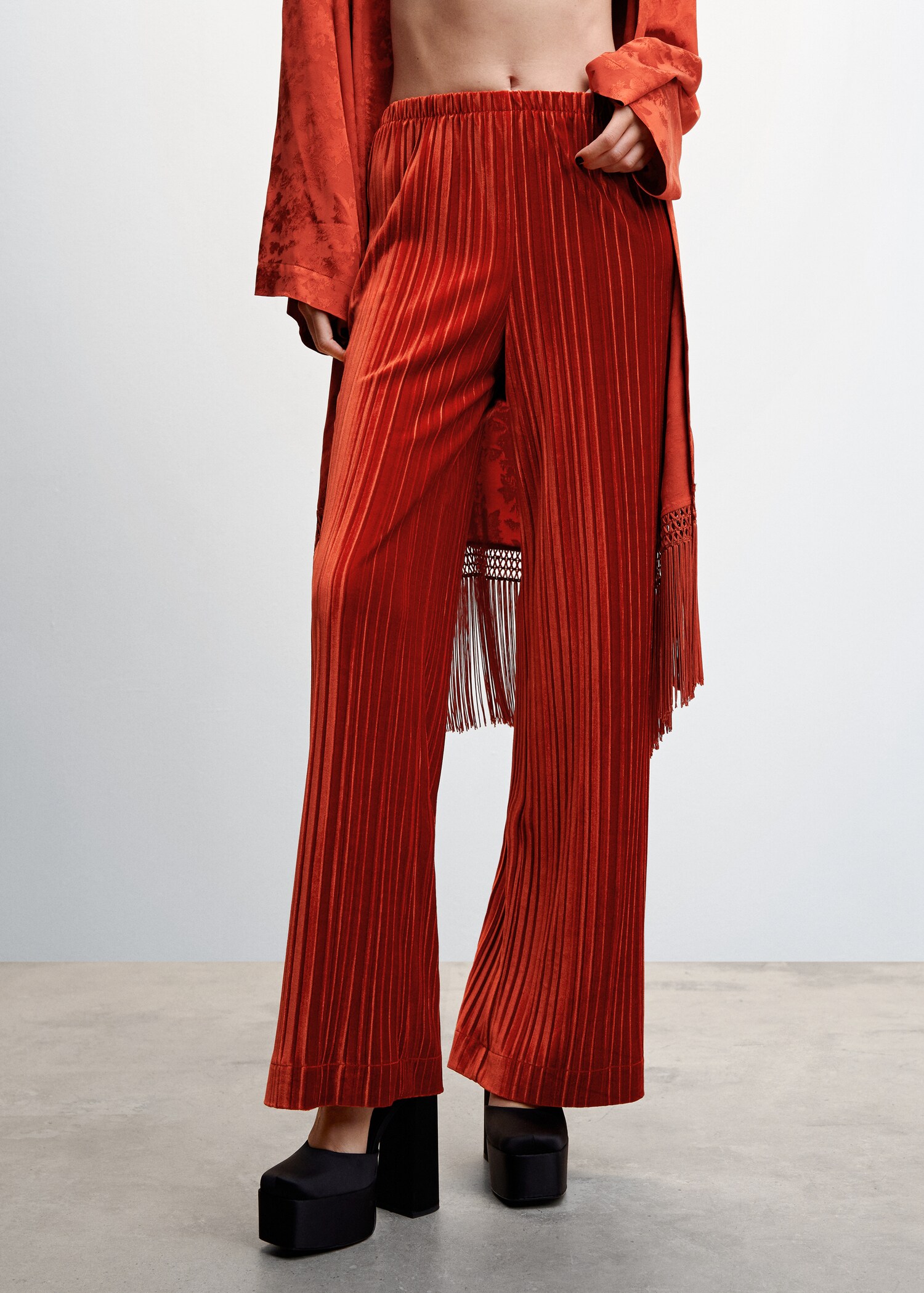 Pleated velvet trousers - Medium plane