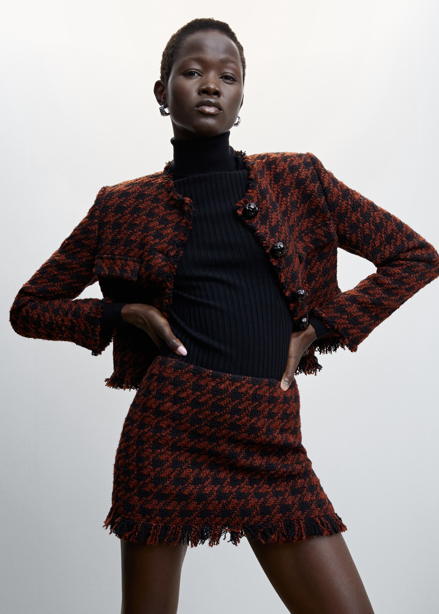 Blazer Tweed Skirt Fabric Tweed Co-ord Set For Women Checked