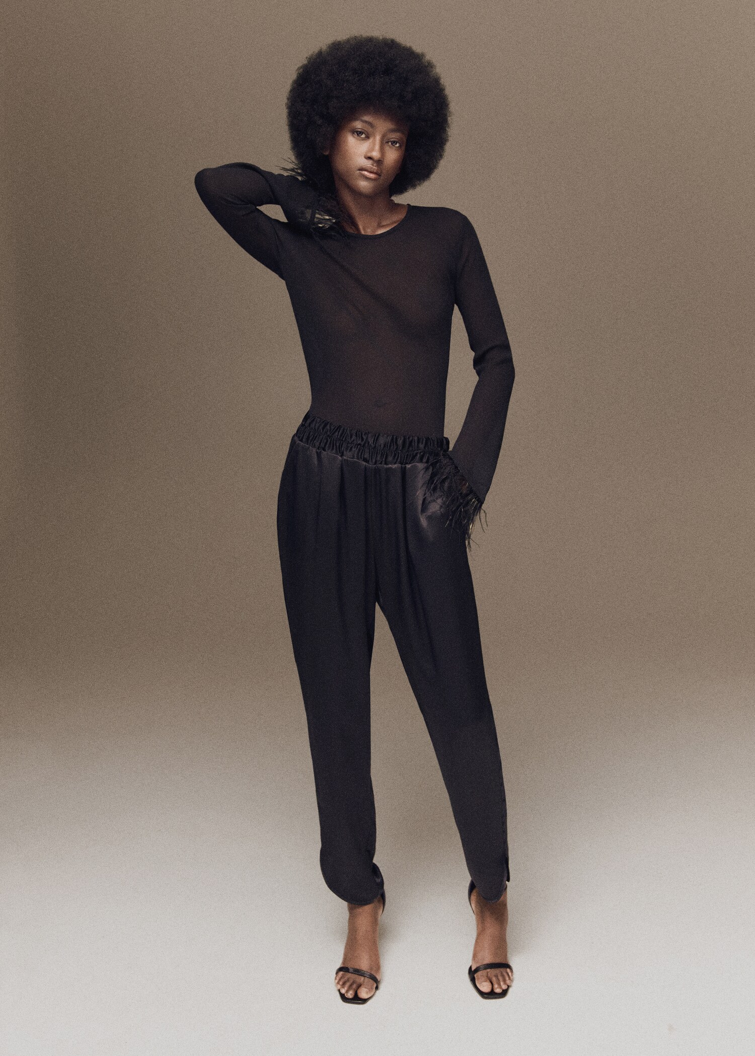 Satin pants with elastic waist - Details of the article 6