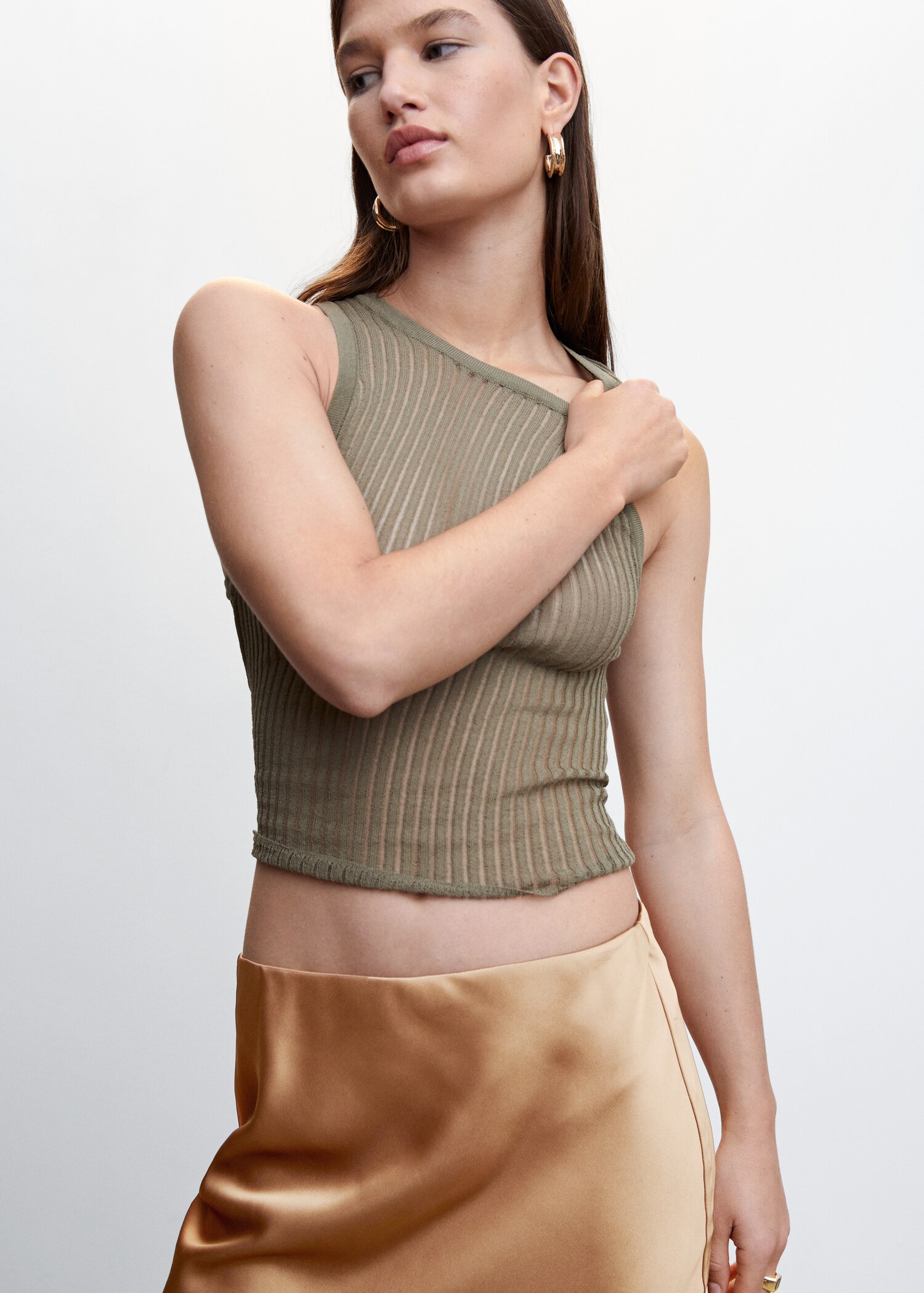 Midi satin skirt - Medium plane