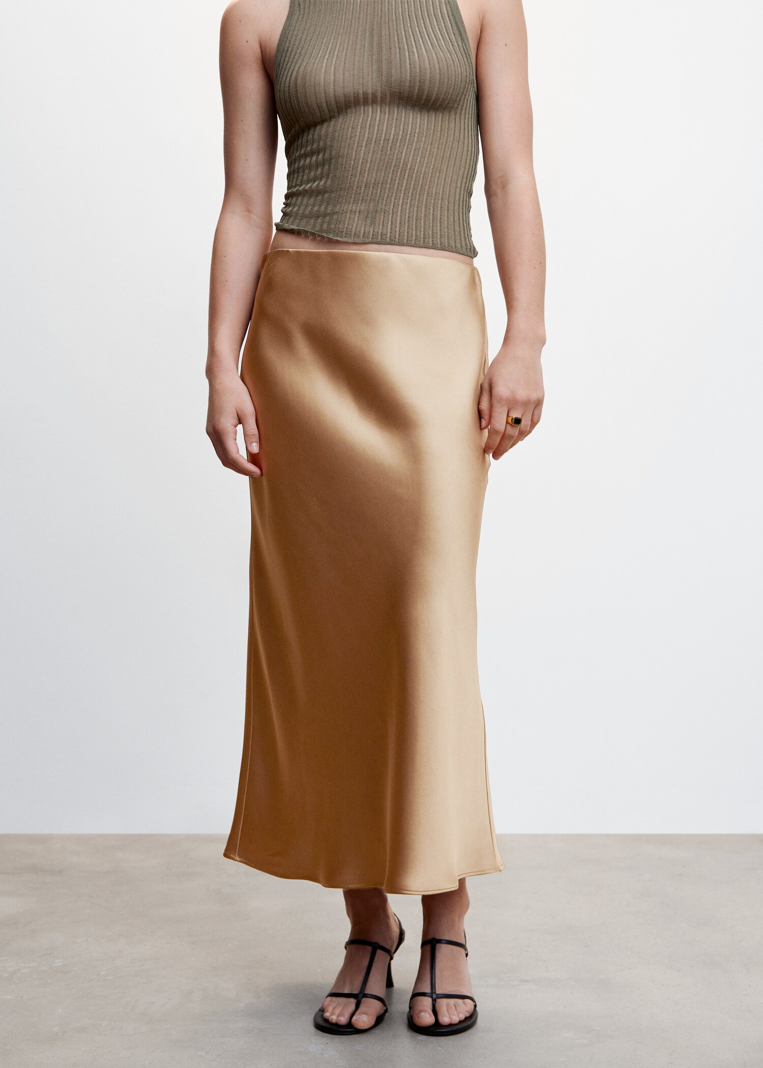 Midi satin skirt - Details of the article 6