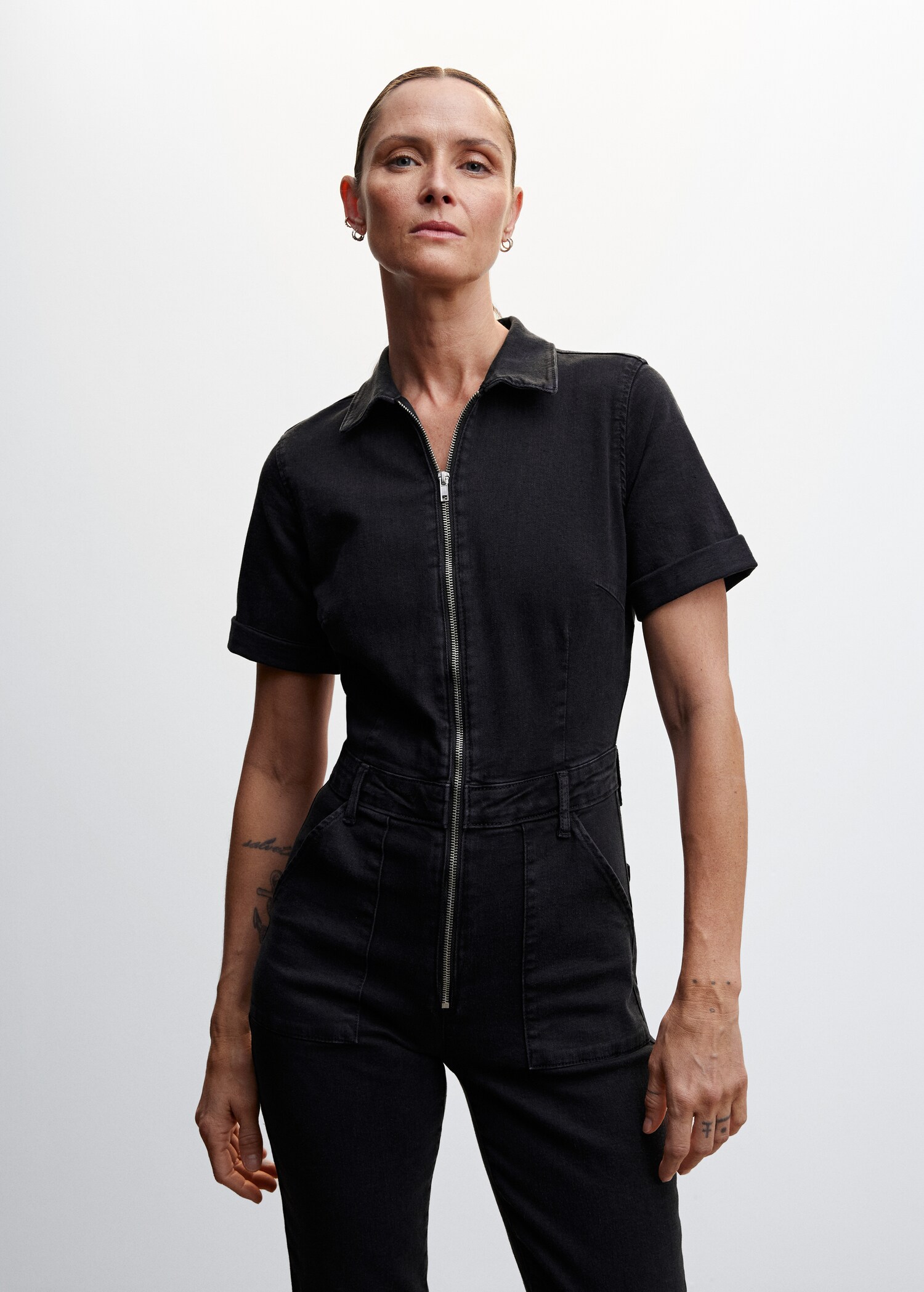 Denim jumpsuit with zipper - Medium plane