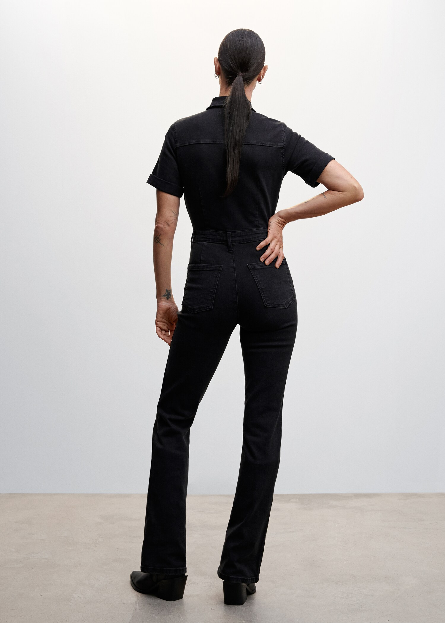 Denim zipper jumpsuit - Reverse of the article