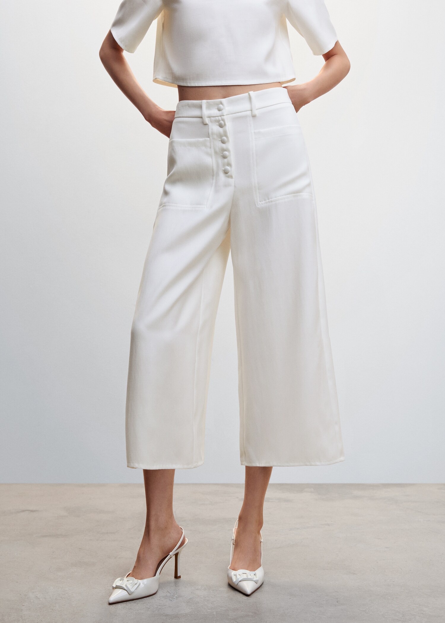 Buttons culottes trousers - Medium plane
