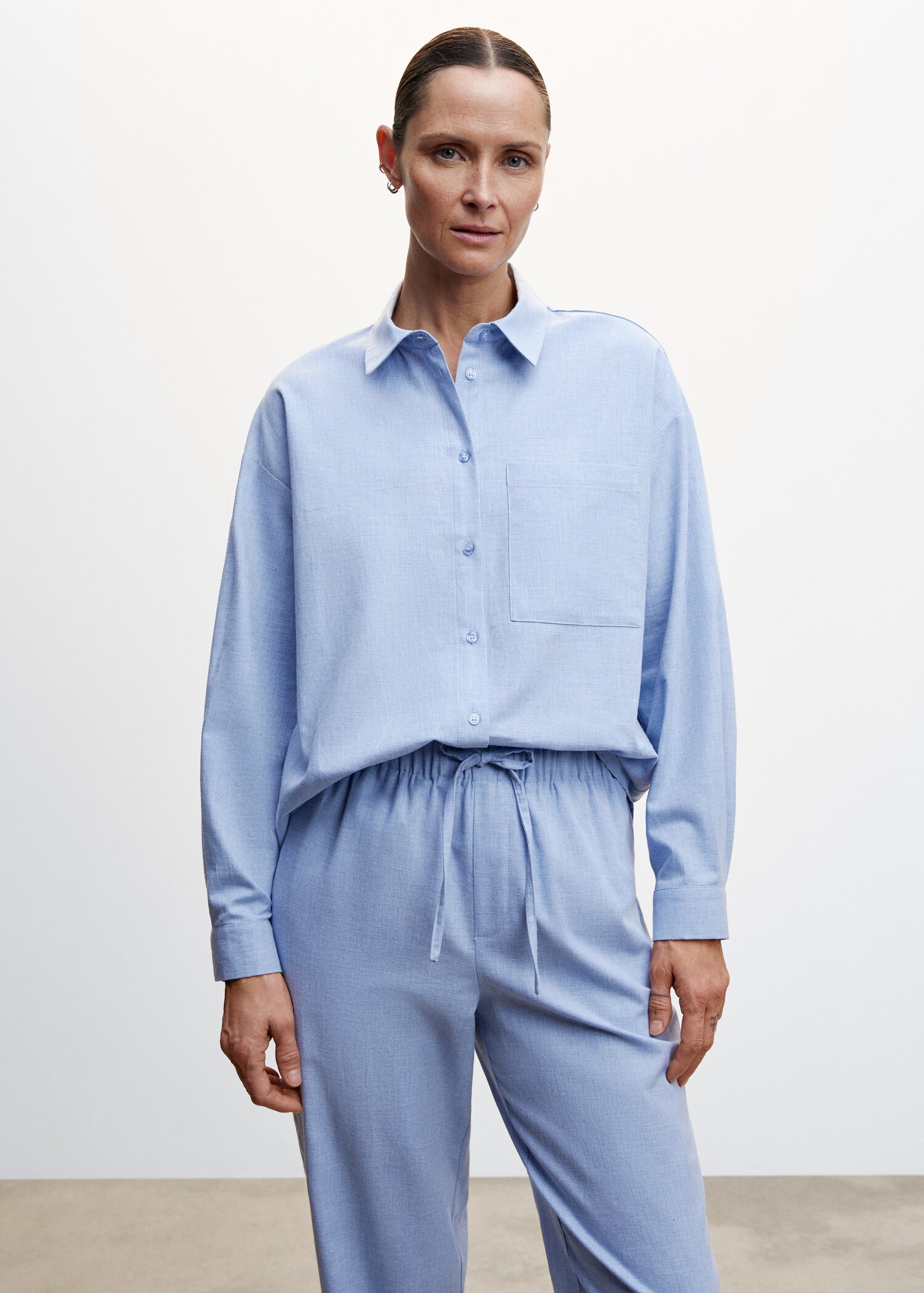 Cotton gauze pajama pants - Details of the article 1