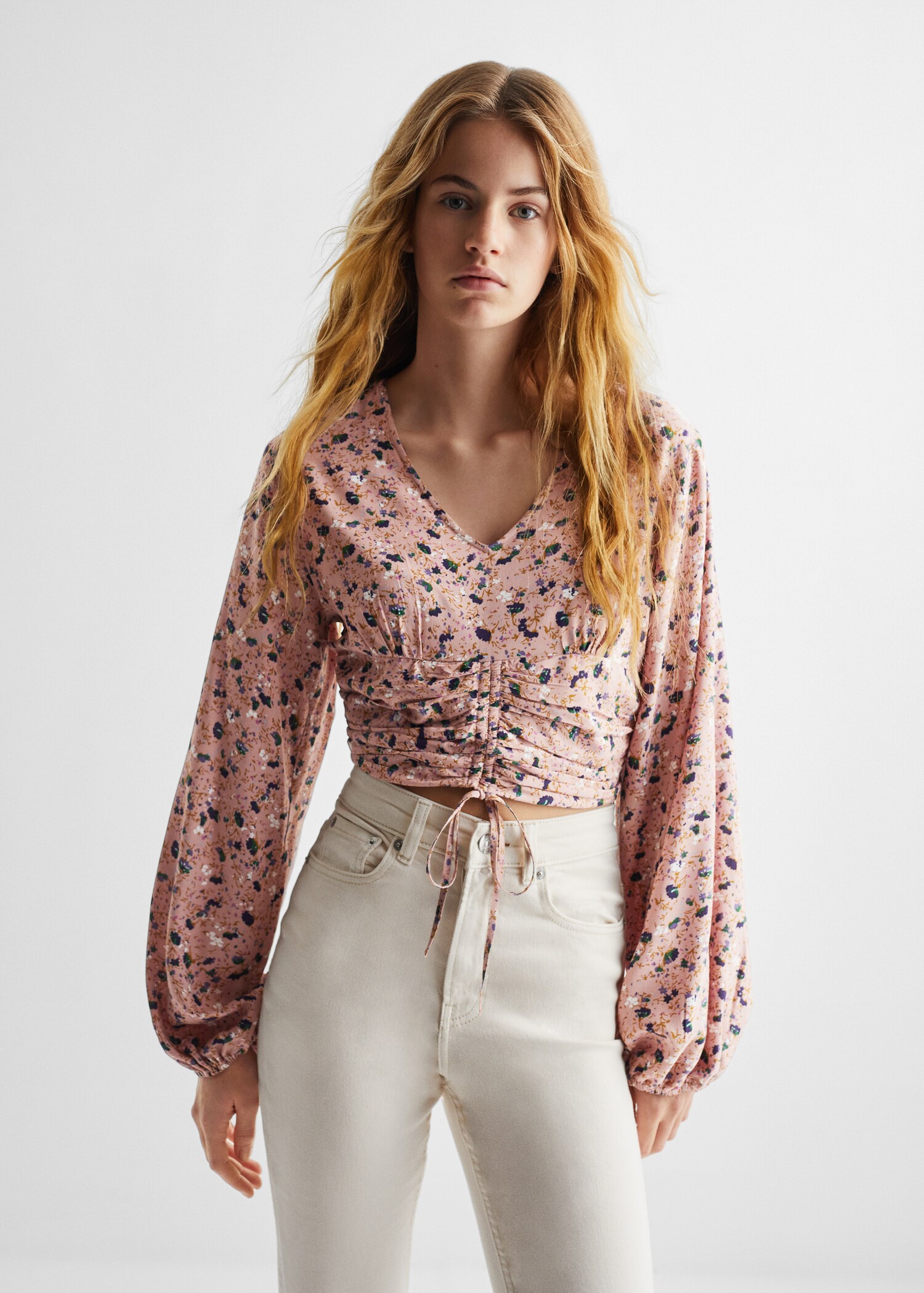 Geblümte Bluse mit Knoten - Mädchen | MANGO OUTLET Deutschland