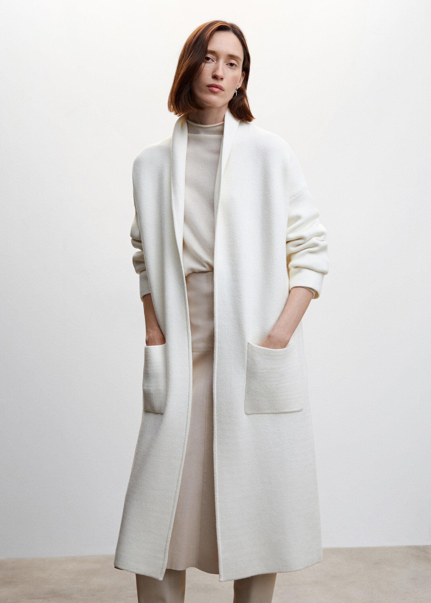 Oversize-Strickmantel mit Taschen - Mittlere Ansicht