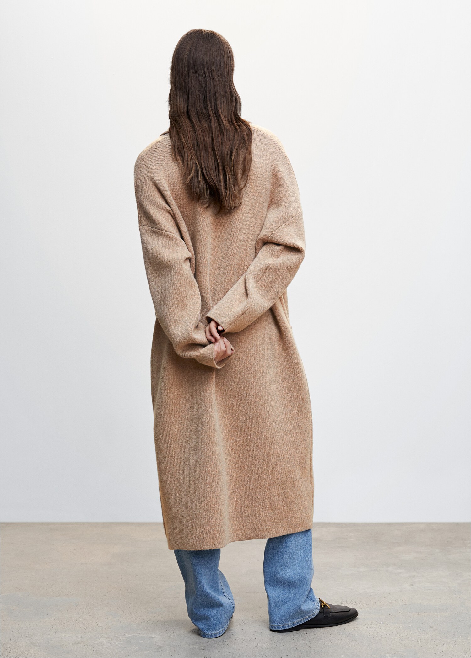 Cappotto oversize maglia tasche - Retro dell'articolo