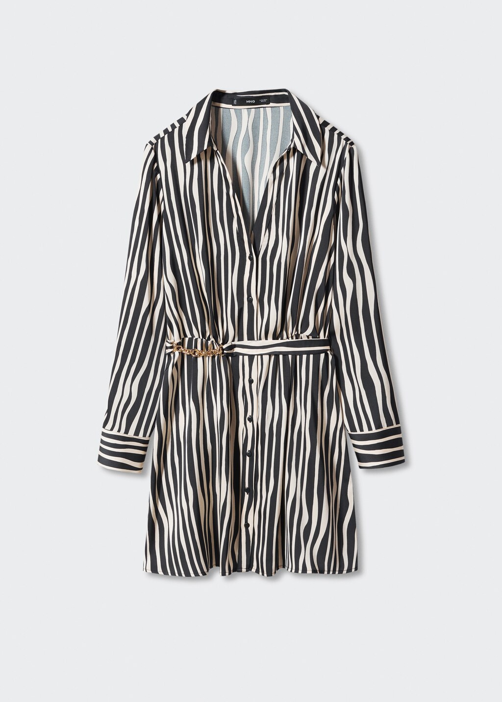 Gestreepte overhemdjurk met ceintuur Dames MANGO OUTLET Belgie