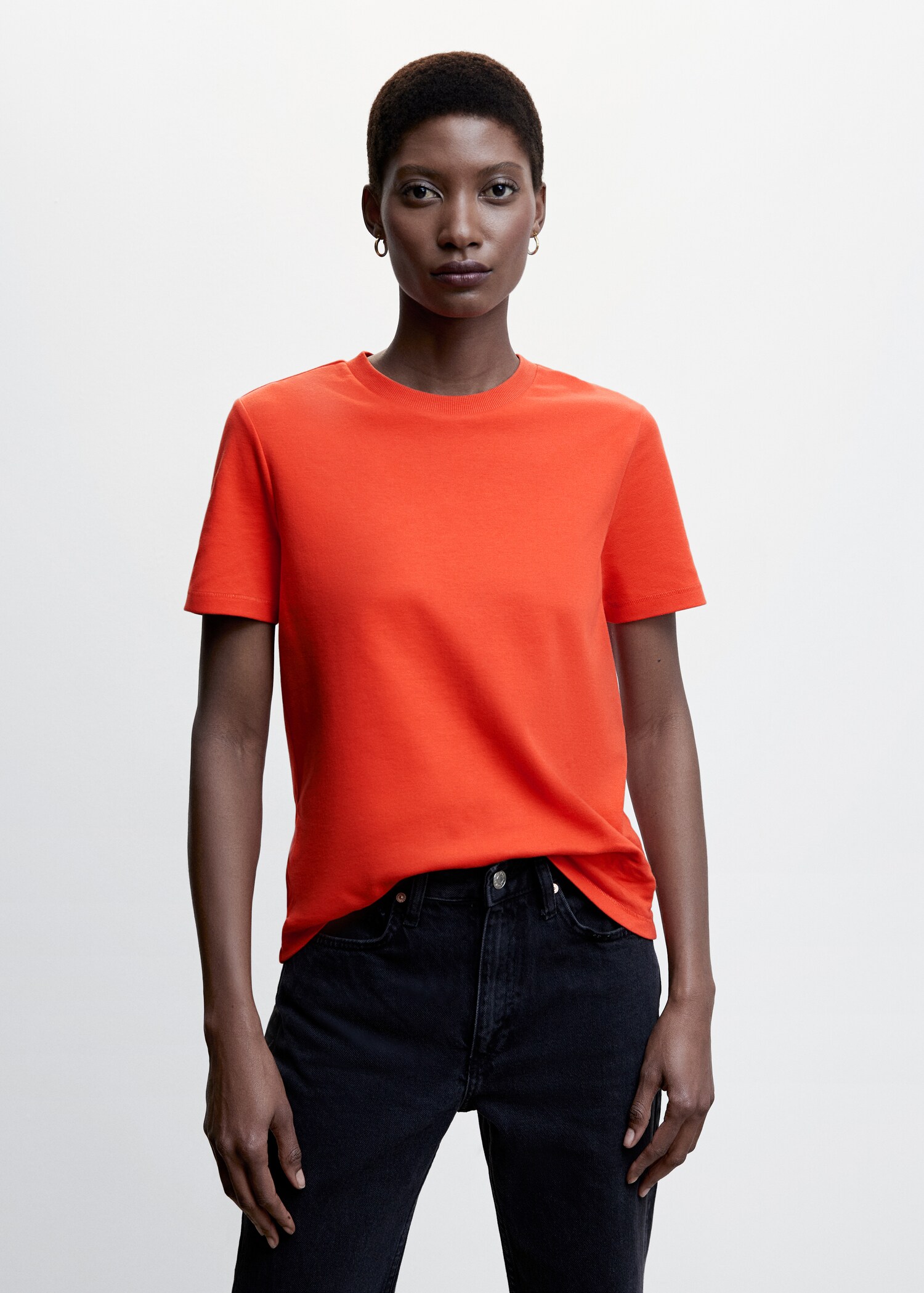 Rounded neck cotton t-shirt - Medium plane