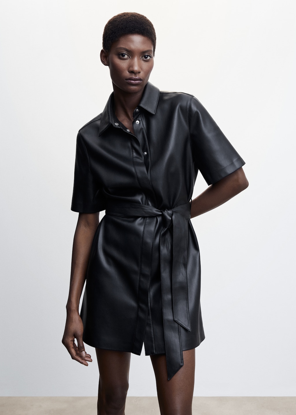 Leather shirt dress shop
