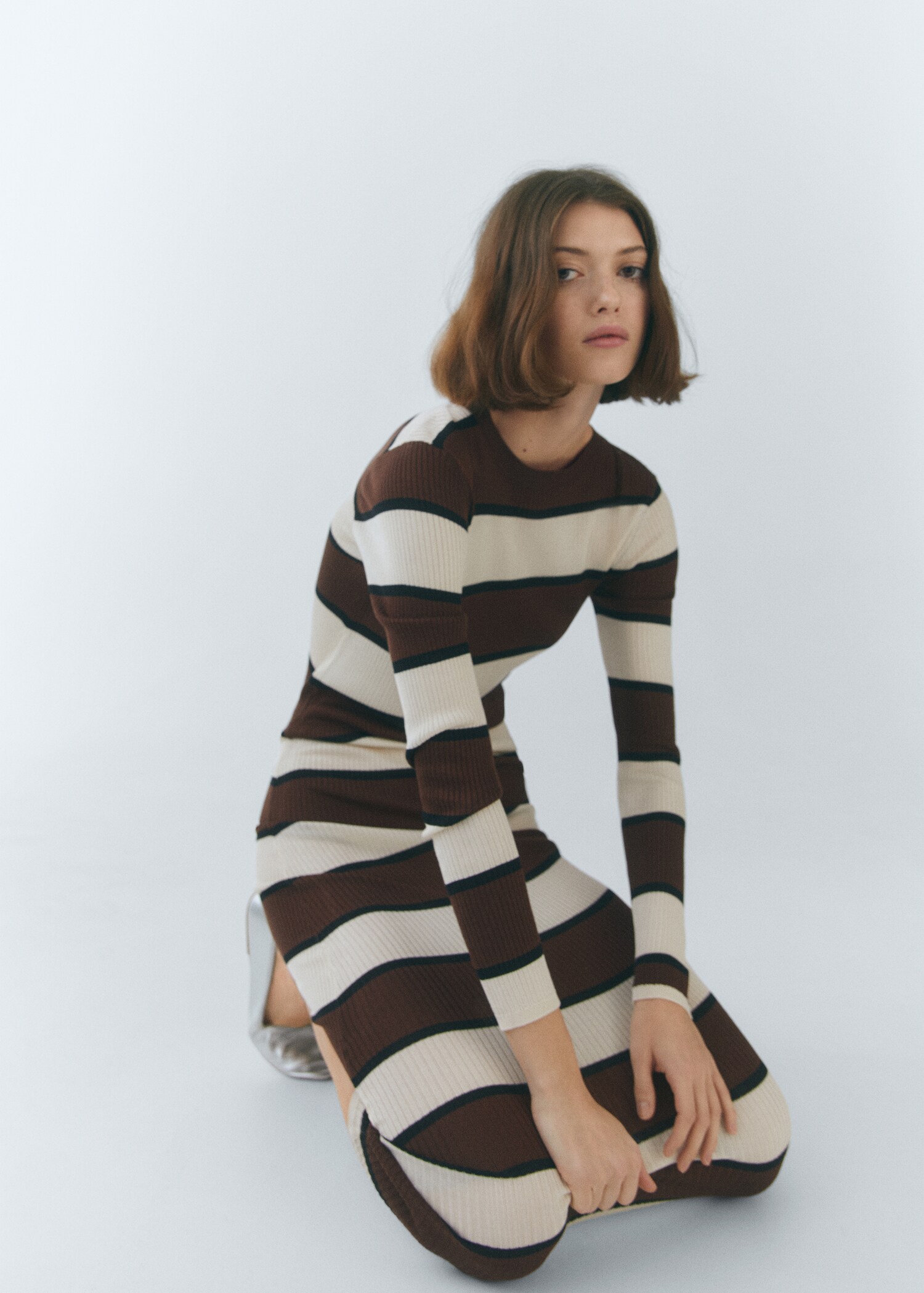 Robe maille côtelée rayures - Détail de l'article 7