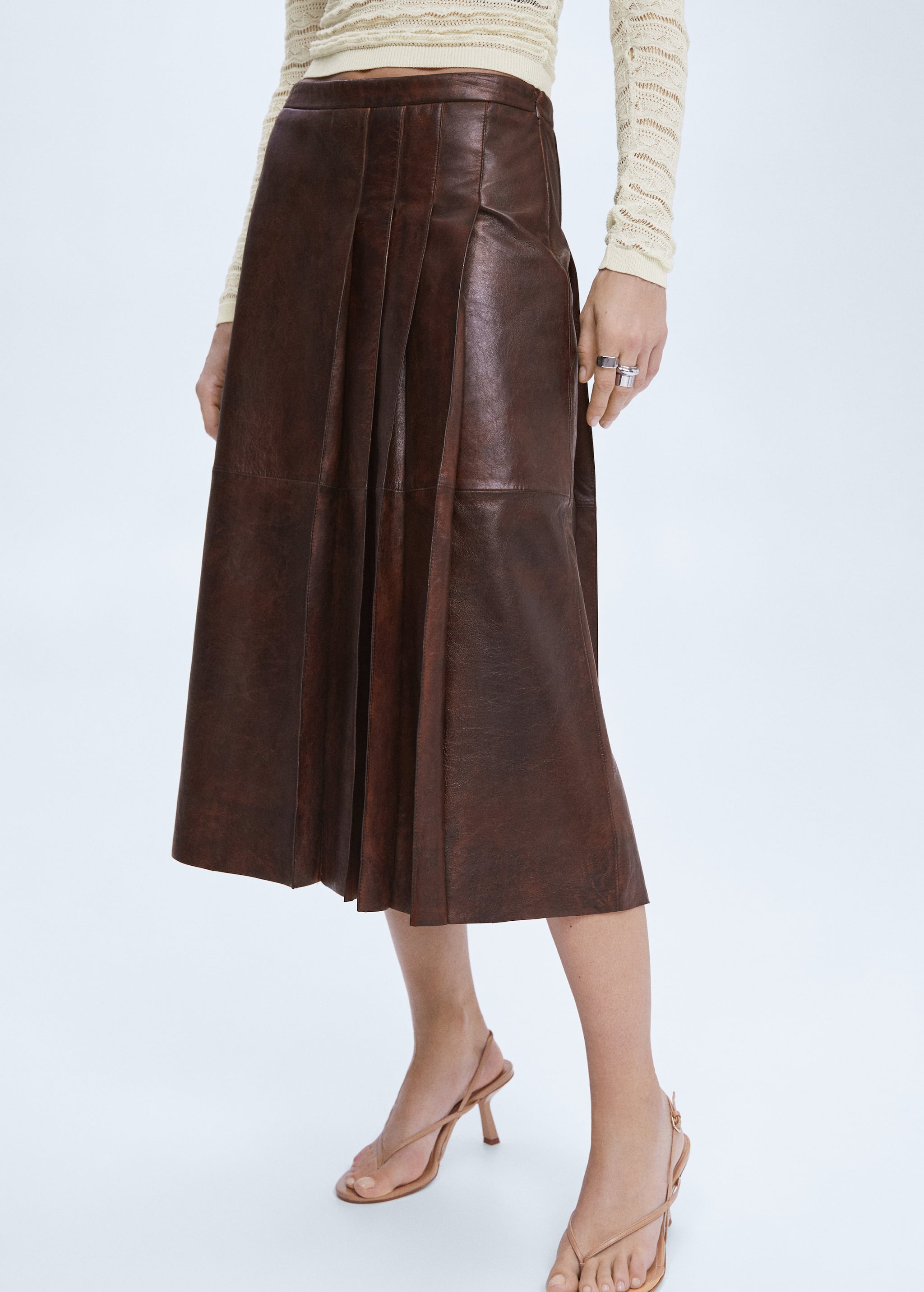 Leather midi-skirt - Medium plane