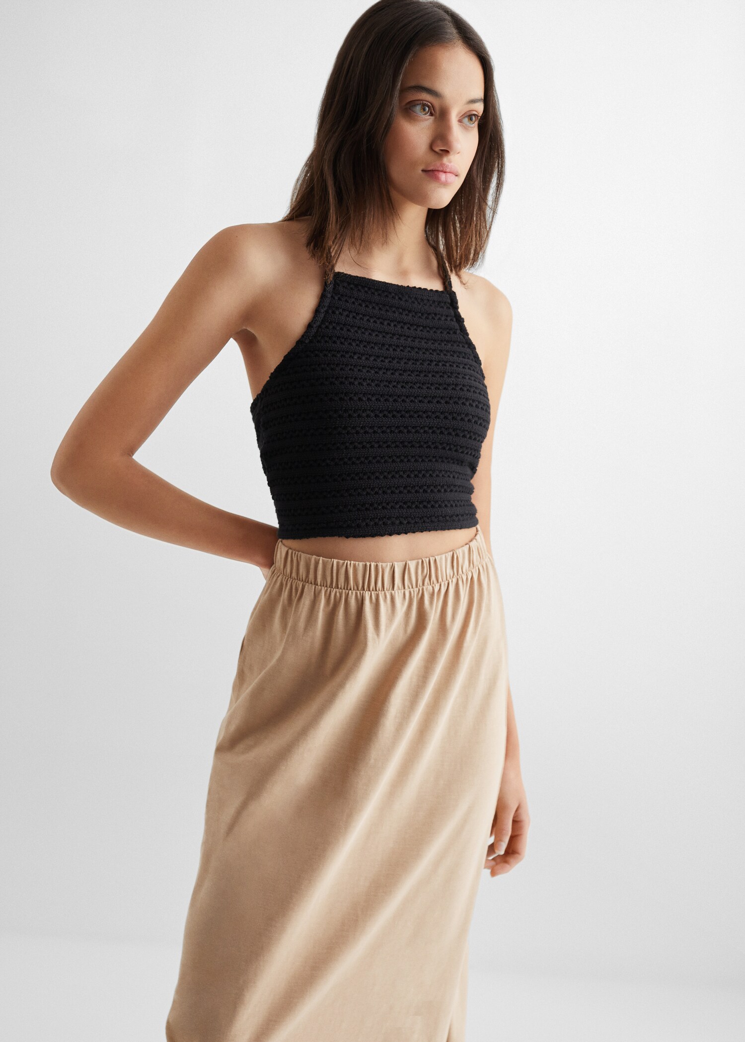 Cotton midi skirt - Medium plane