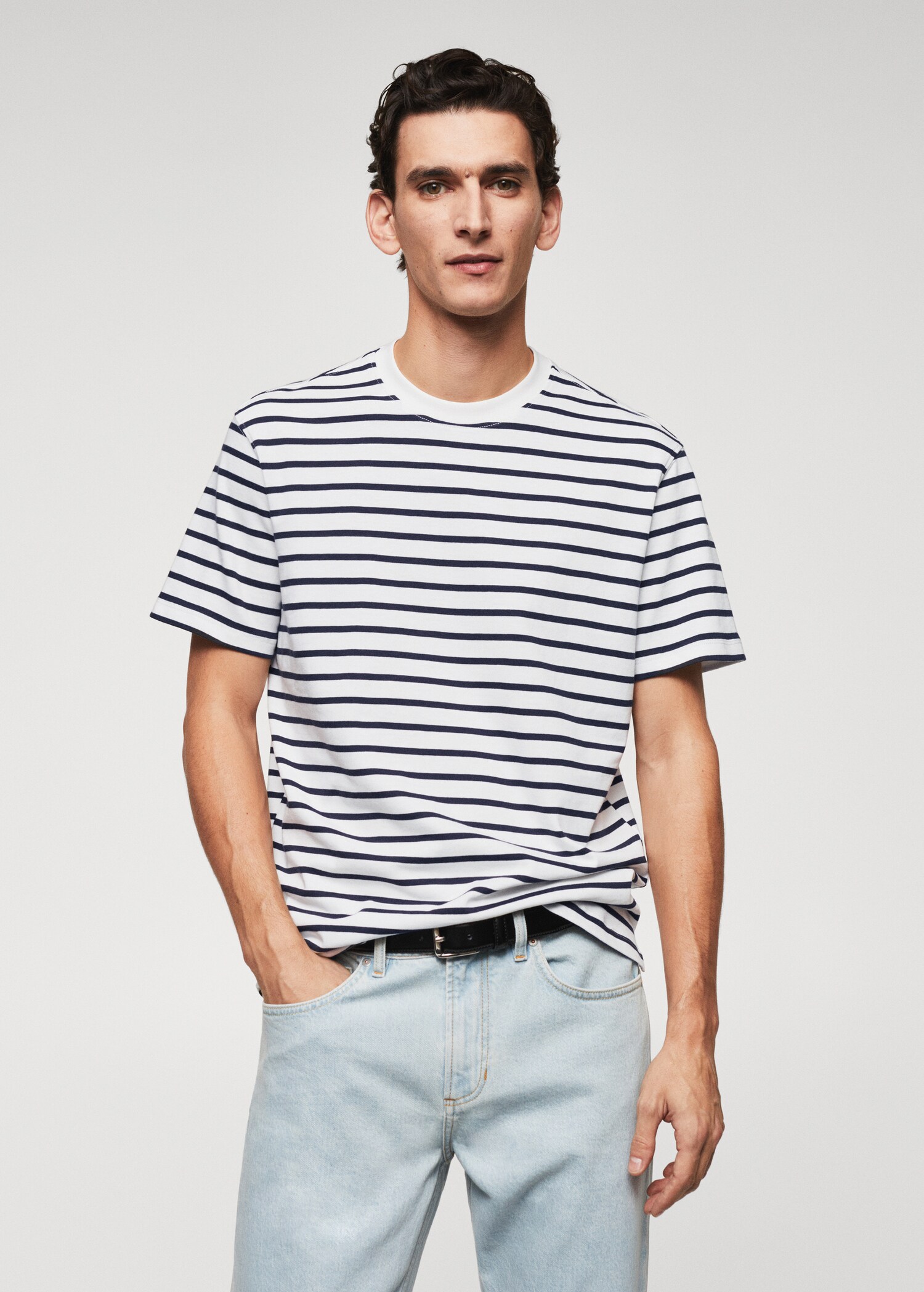 Striped cotton T-shirt - Medium plane