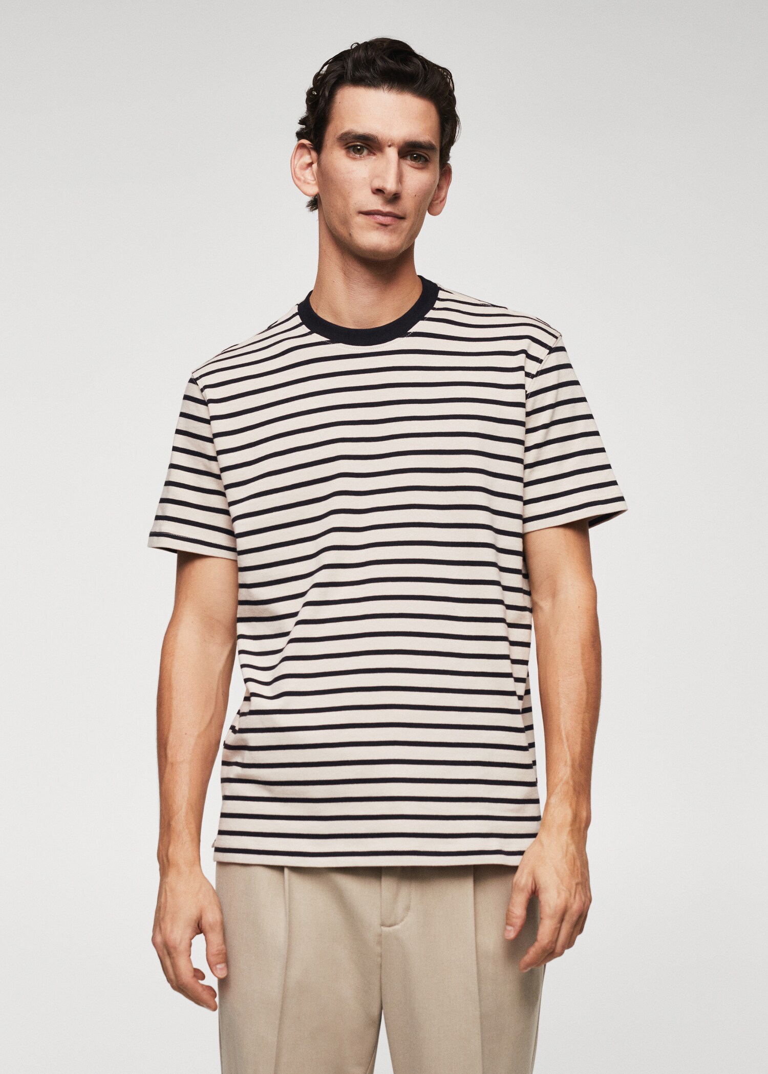 Striped cotton T-shirt - Medium plane