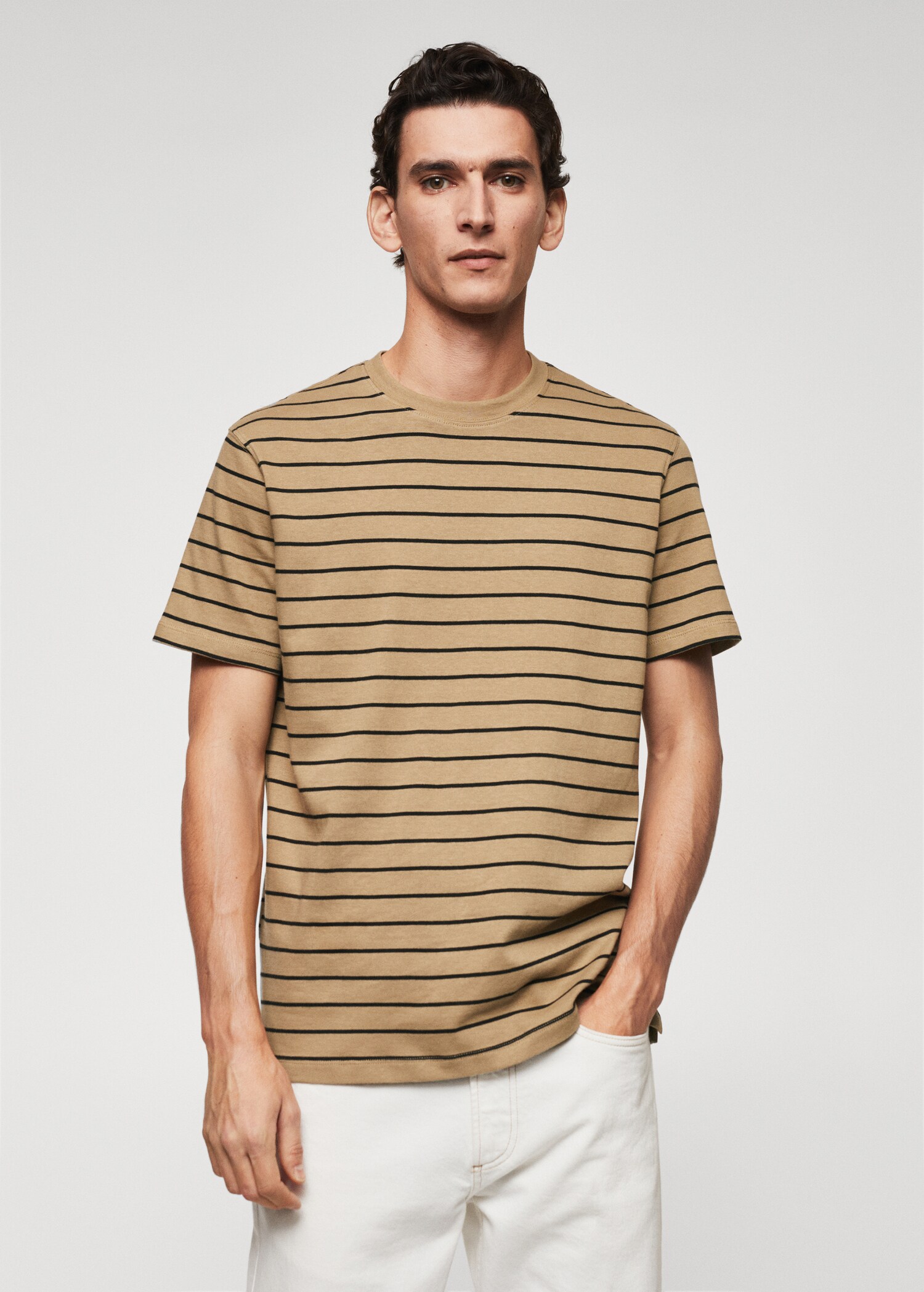 Striped cotton T-shirt - Medium plane