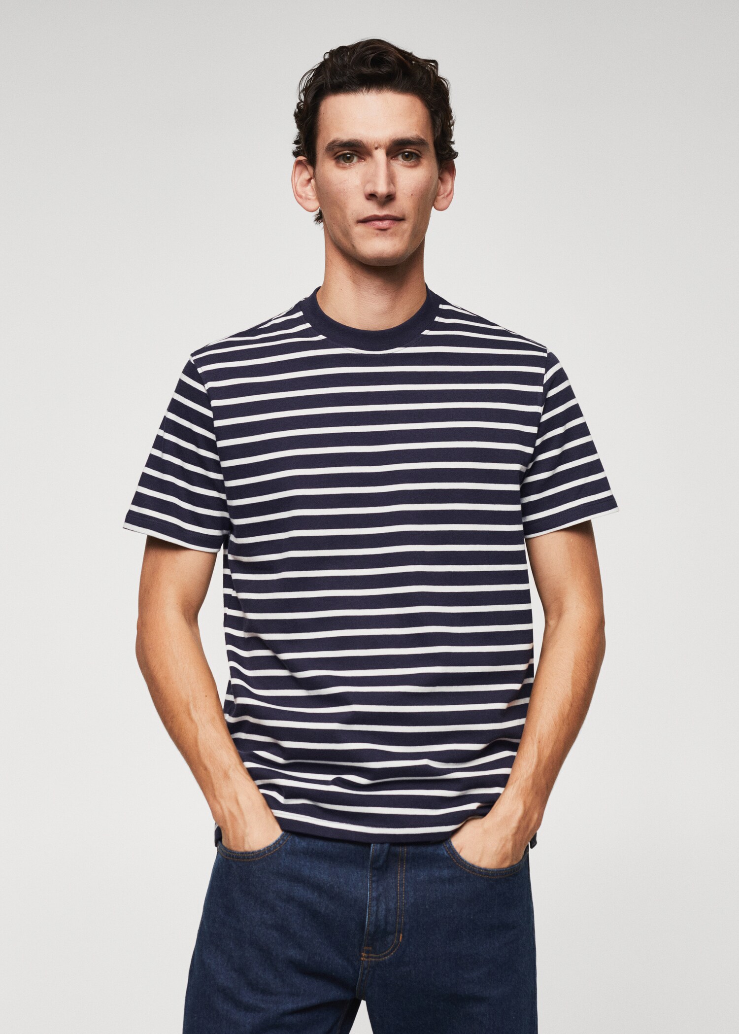 Striped cotton T-shirt - Medium plane