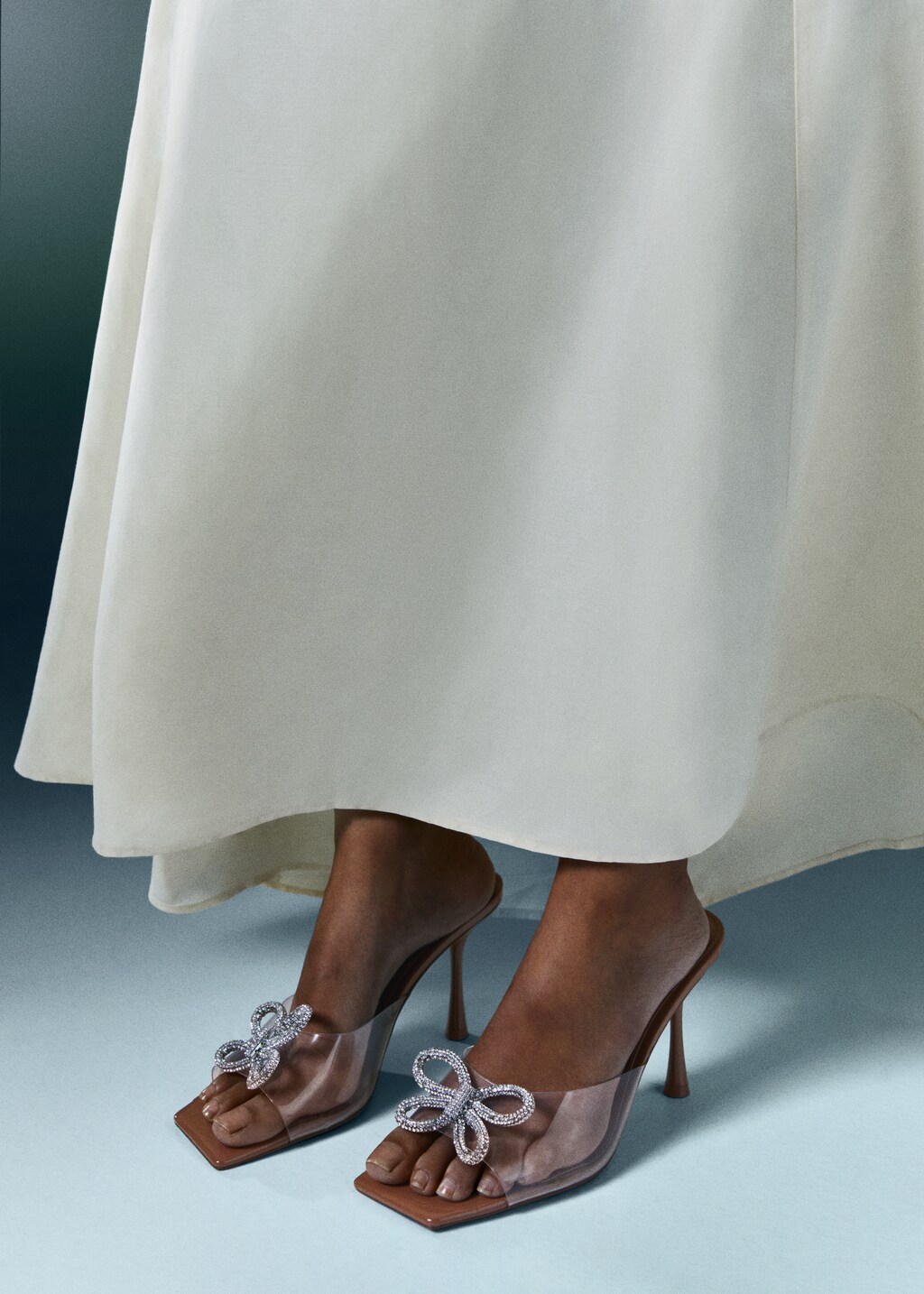 Vinyl heel sandal with rhinestone detail Women MANGO OUTLET USA
