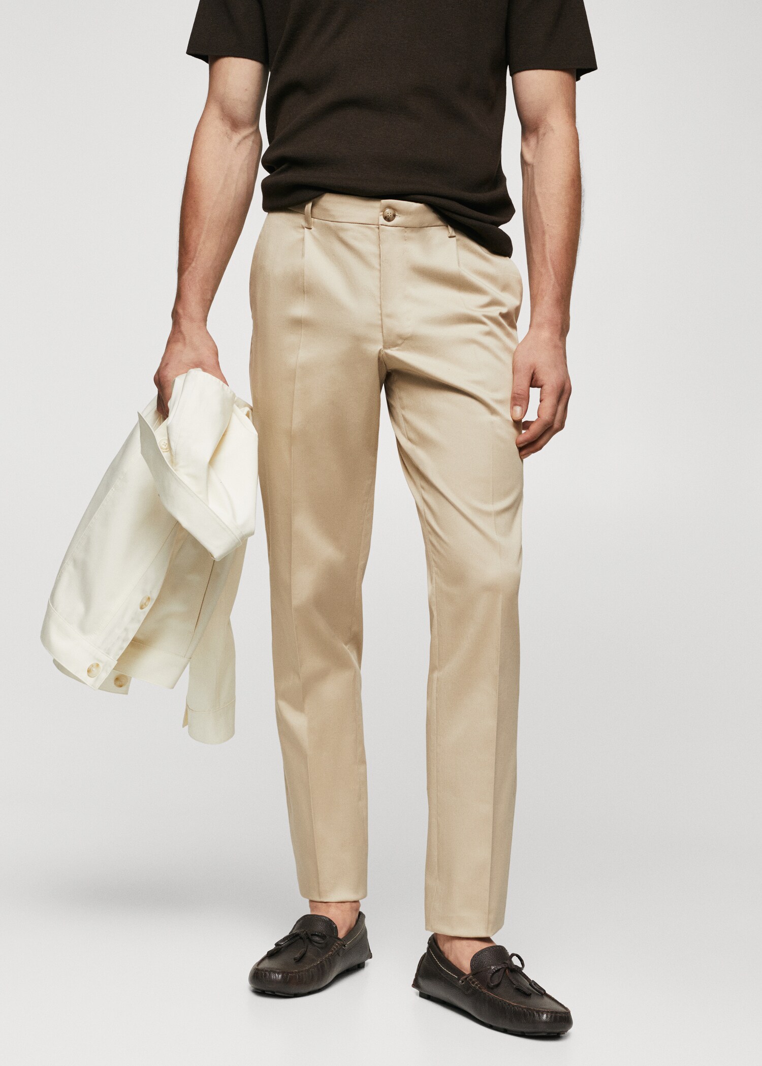 Slim-fit cotton trousers - Medium plane