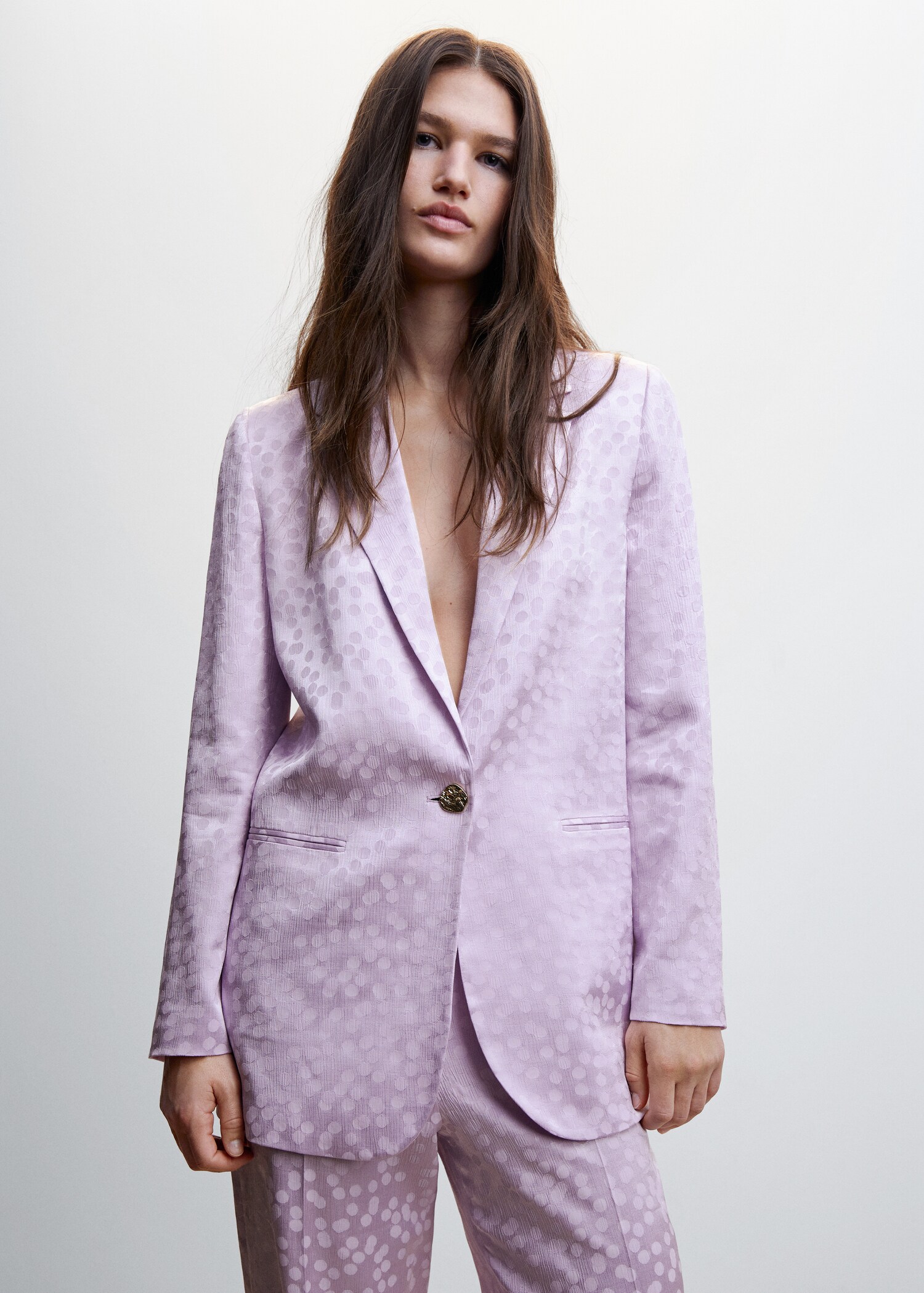 Taupe satin blazer - Medium plane