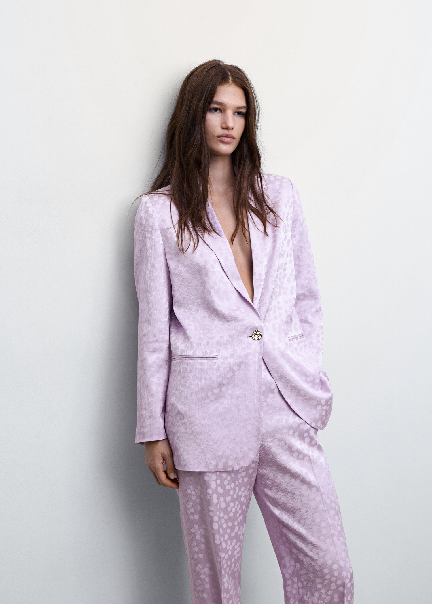 Taupe satin blazer - Details of the article 2