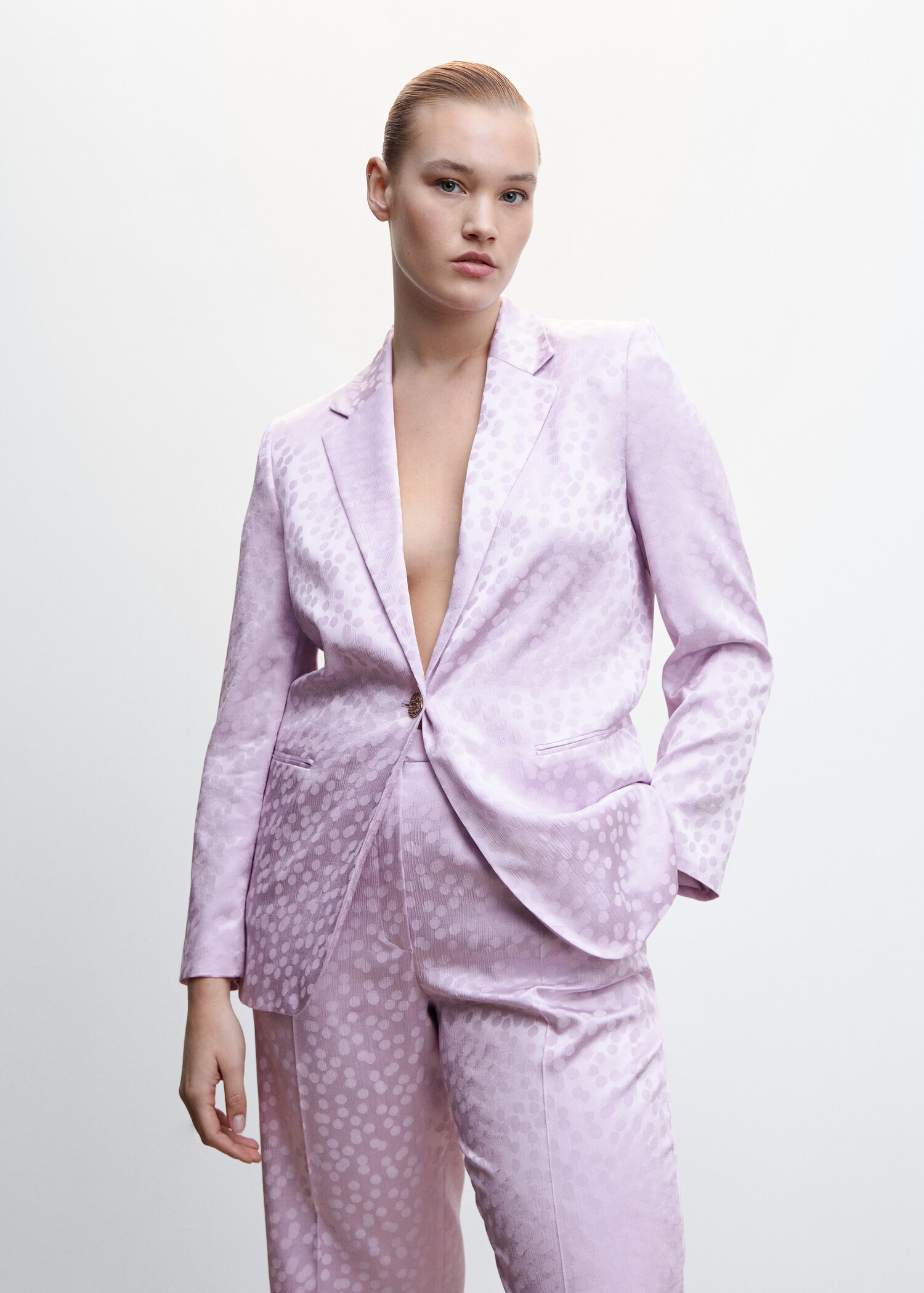 Taupe satin blazer - Details of the article 5