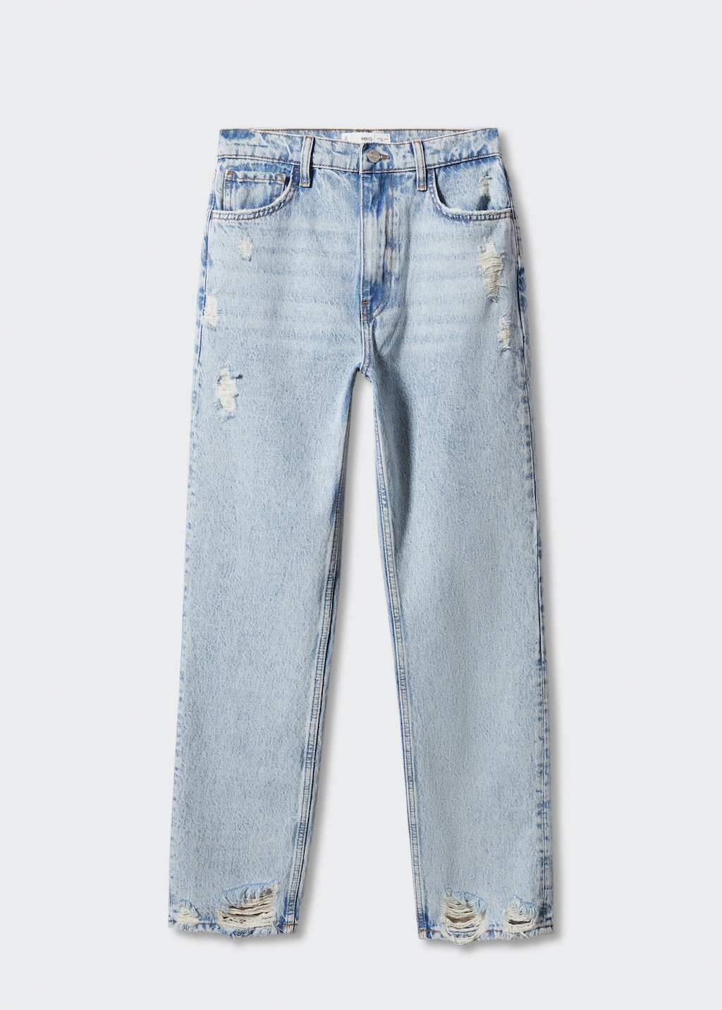 Jeans rectos rotos decorativos