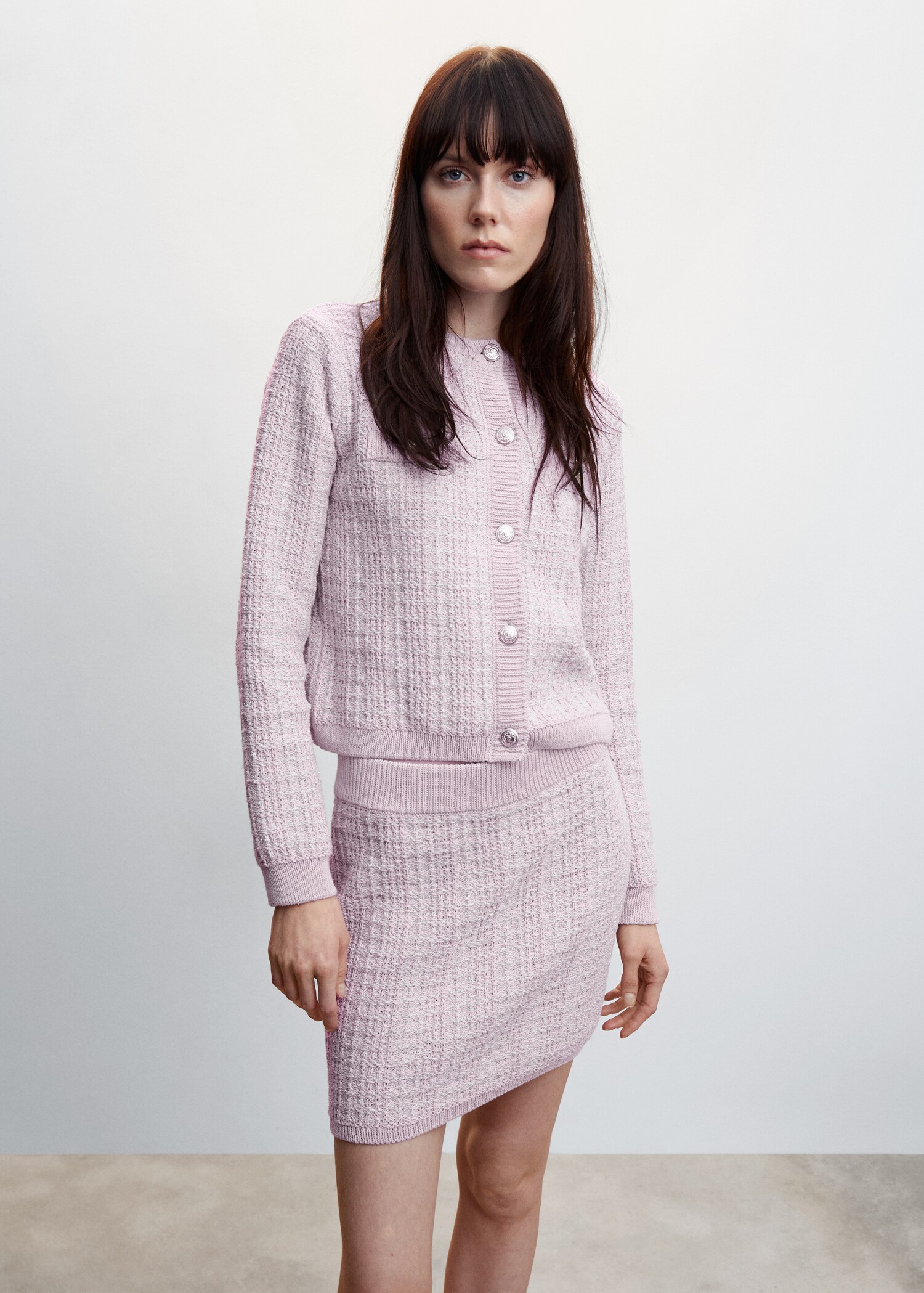 Cárdigan tweed bolsillos - Plano medio