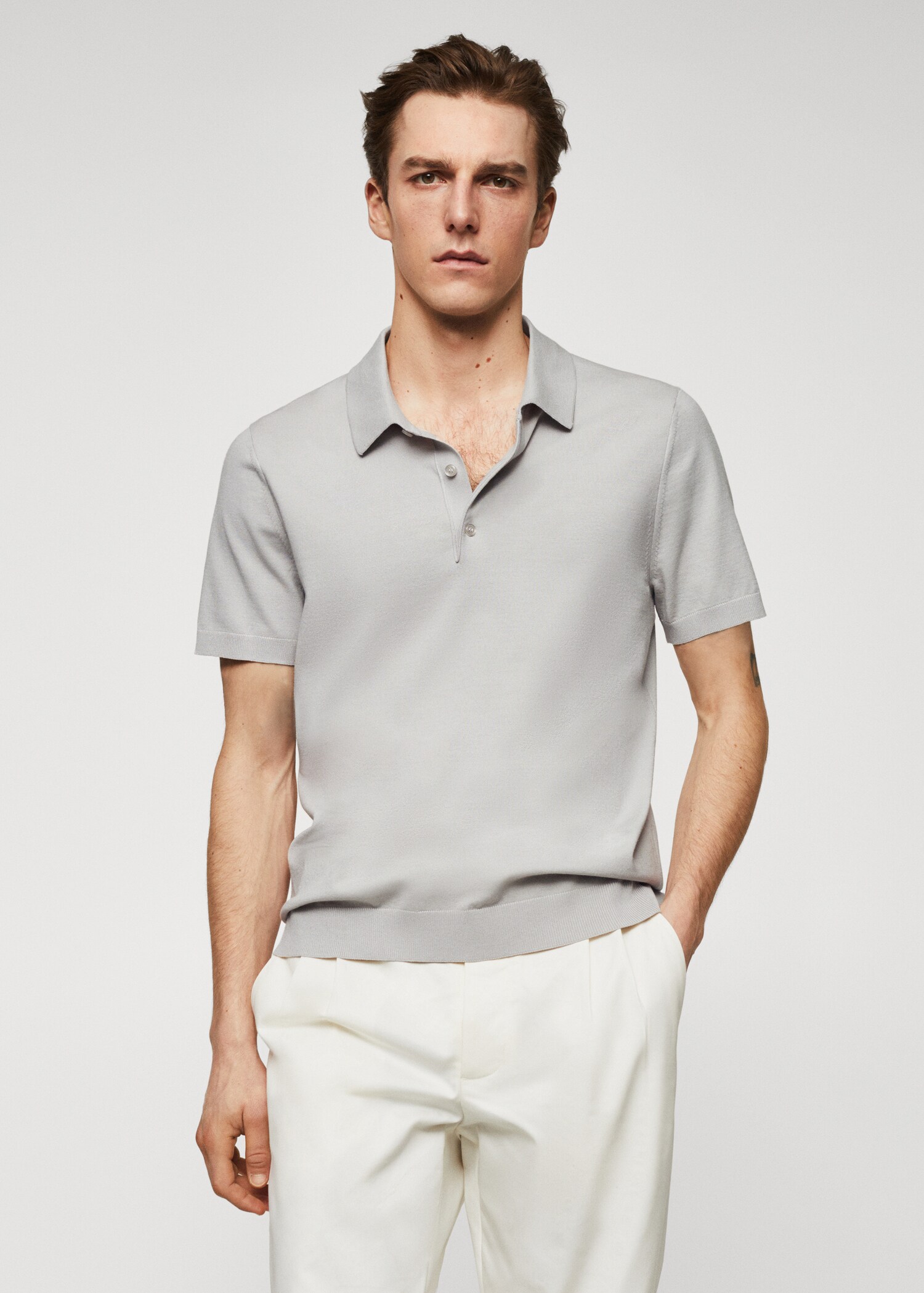 Fine-knit polo shirt - Medium plane