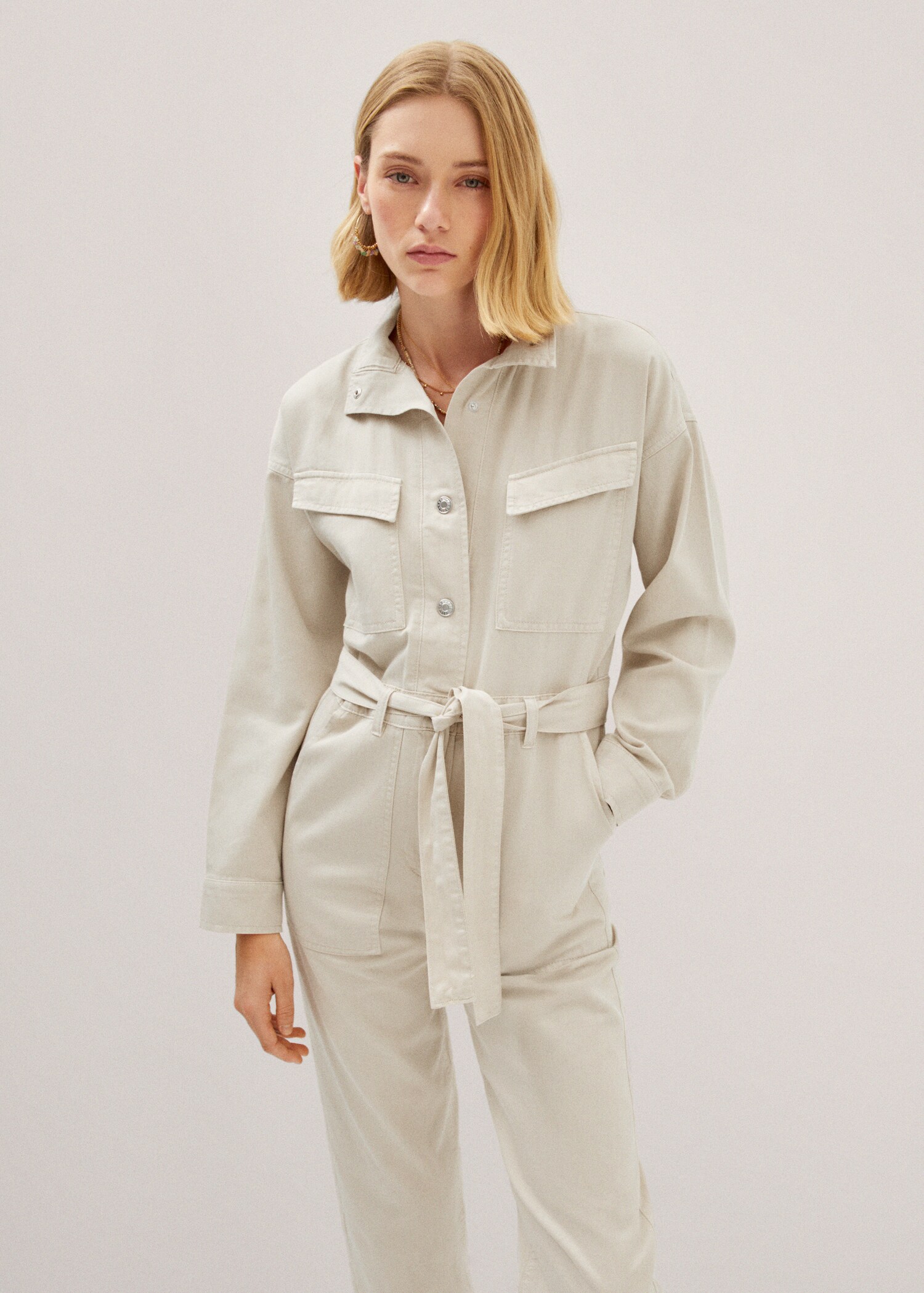 Denim jumpsuit with bow - Medium plane