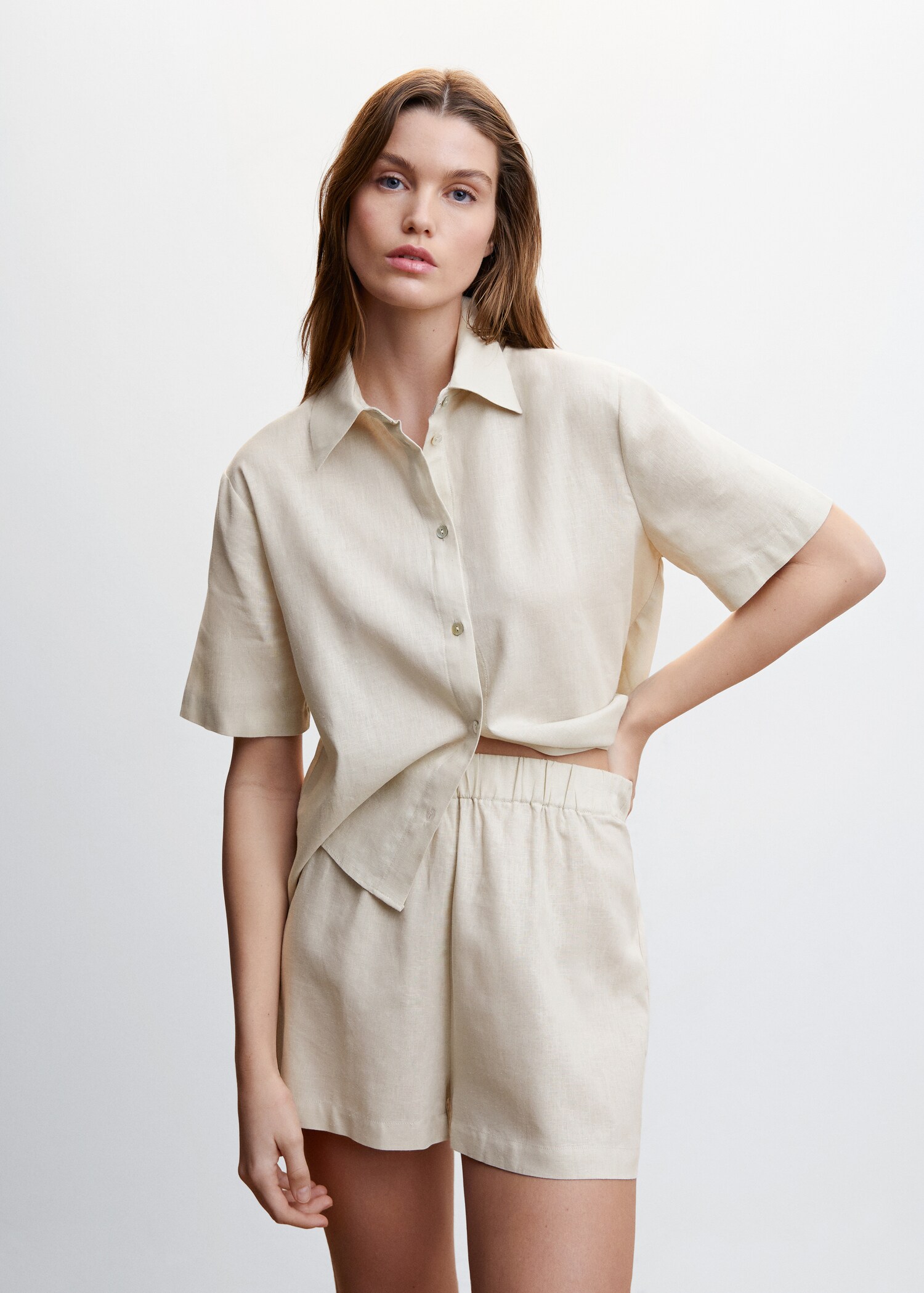 Linen pajama shorts - Medium plane