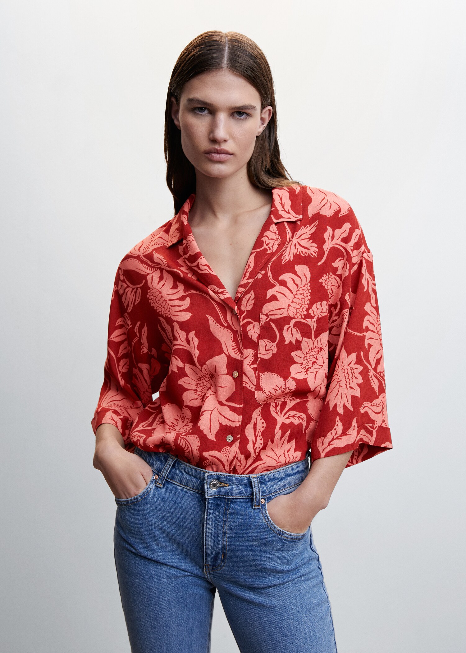 Floral short-sleeved t-shirt - Medium plane