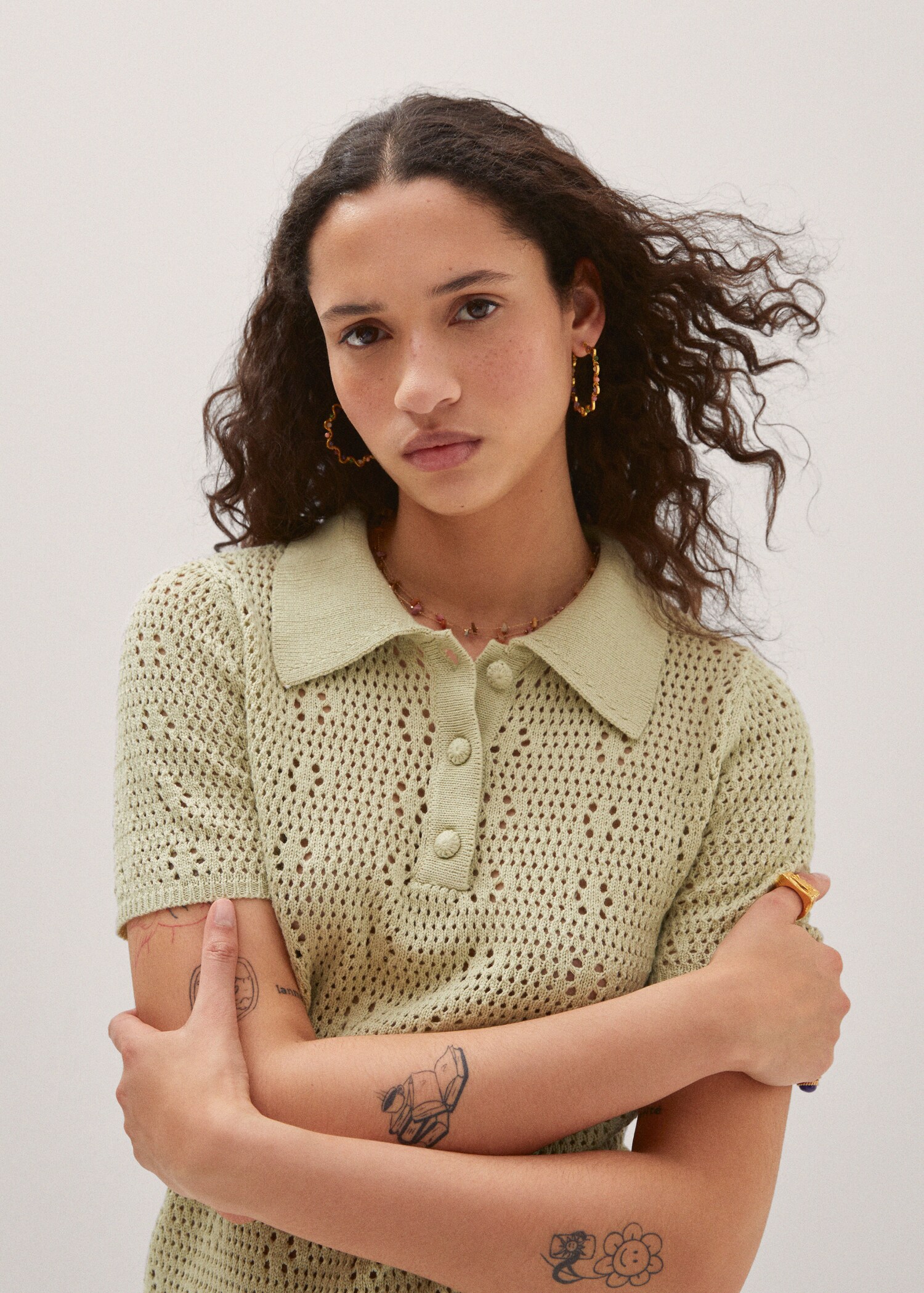 Polo-style knit dress - Details of the article 1