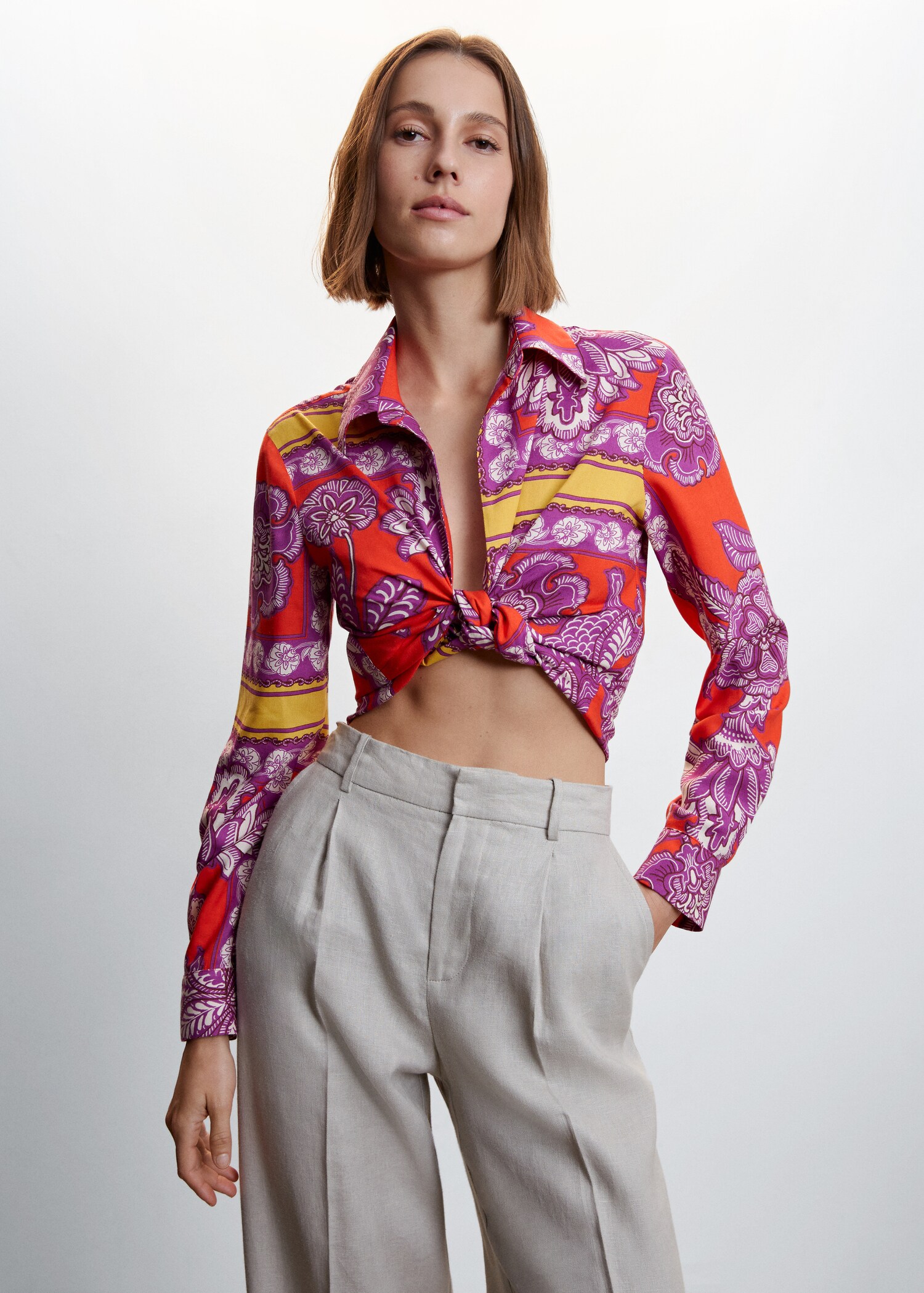 Camisa estampada lazo - Plano medio