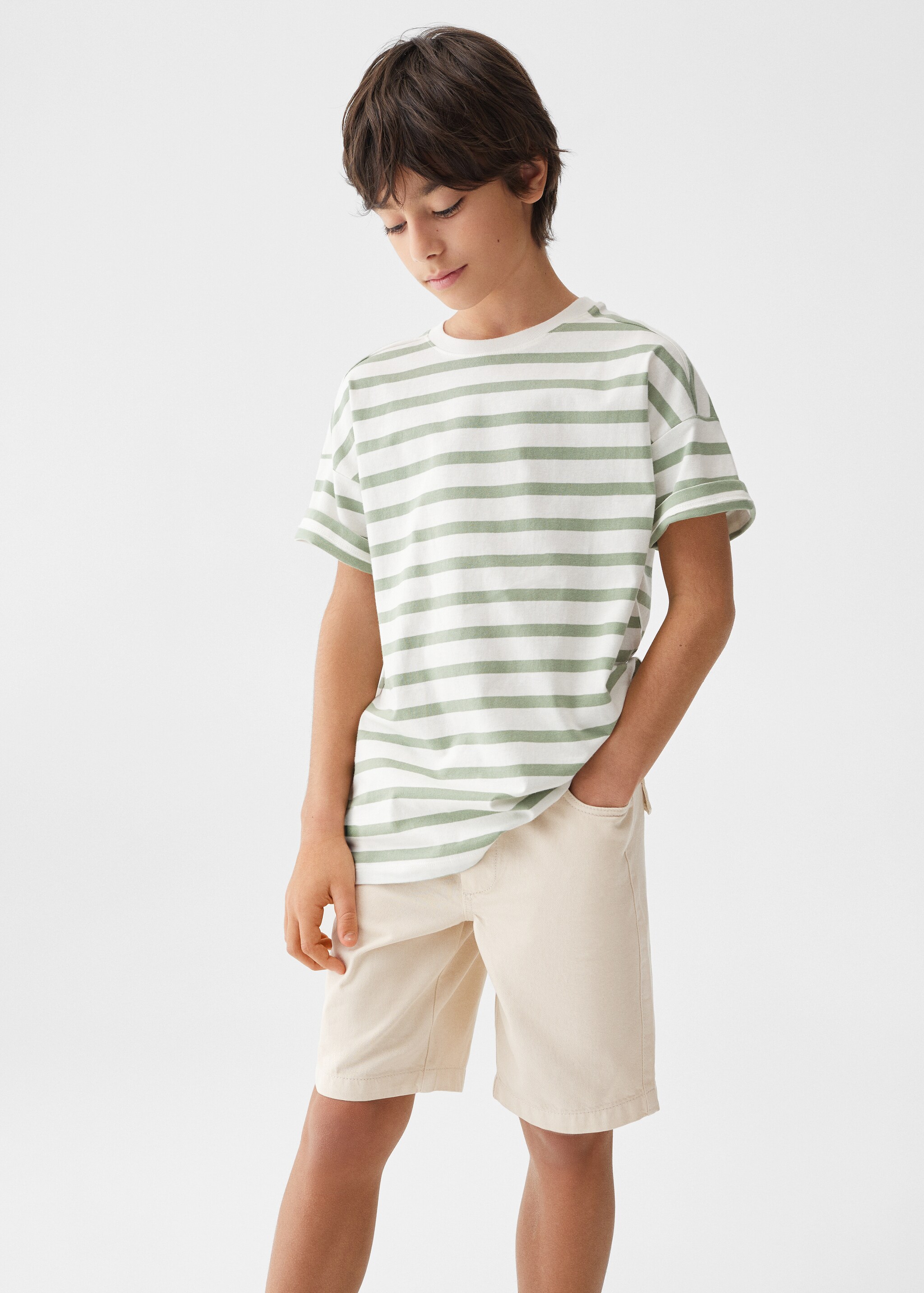 Cotton shorts with elastic waist - Medium plane