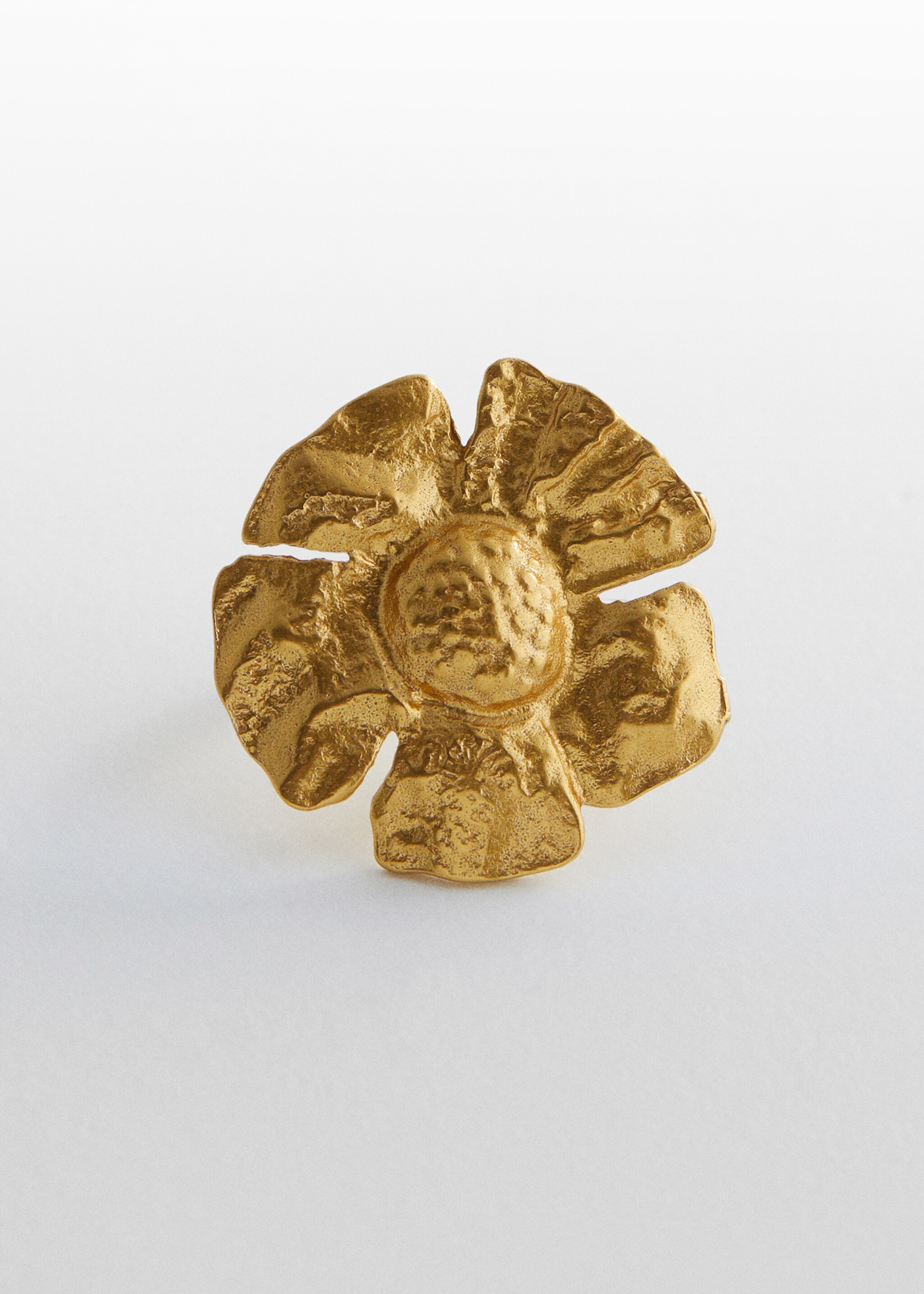 Textured flower ring - Medium plane, Gold. Ref: 47097833-00.