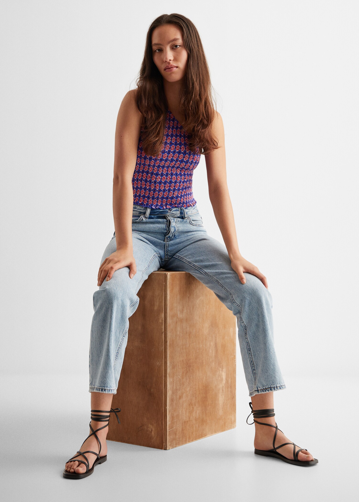 Asymmetric printed top - Girl | MANGO OUTLET United Kingdom