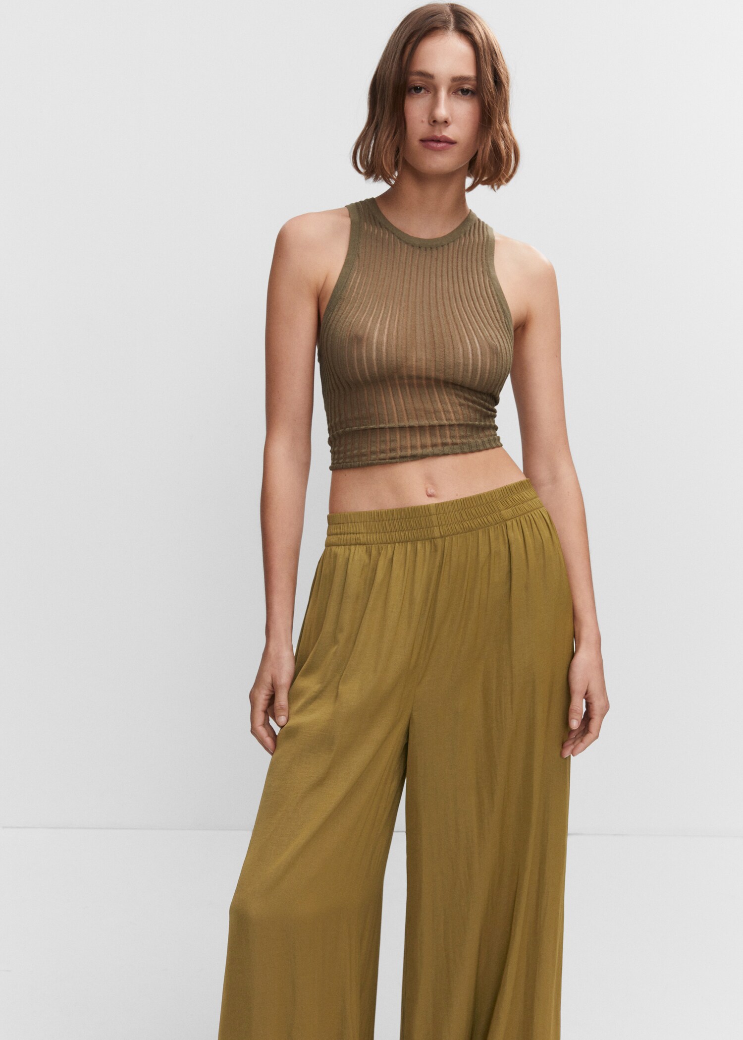 Low-rise palazzo trousers - Medium plane