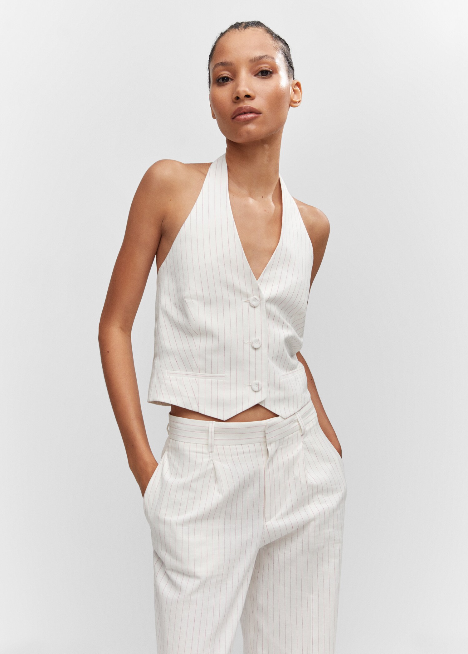Halter-neck vest with buttons - Medium plane