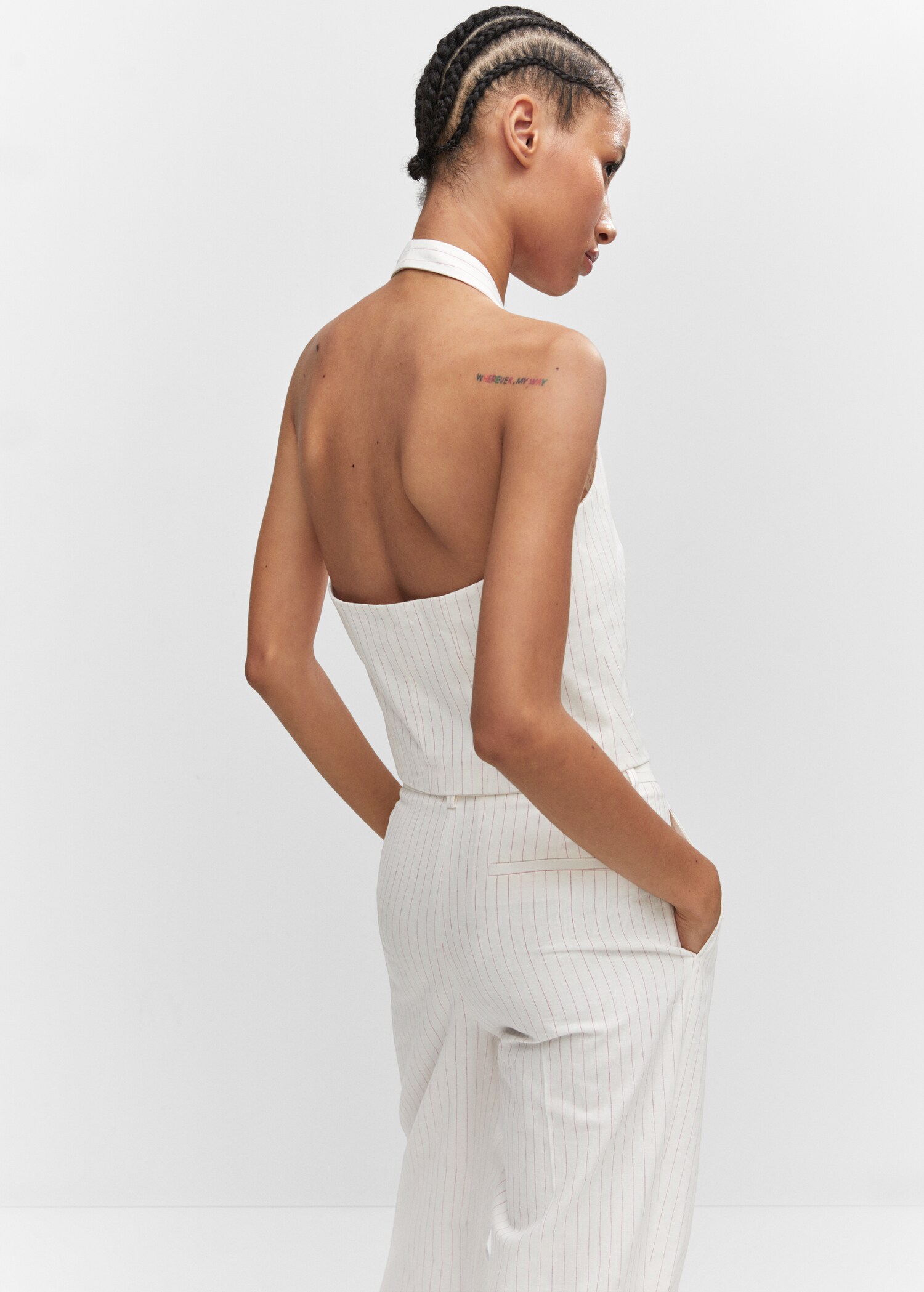 Halter-neck vest with buttons - Reverse of the article