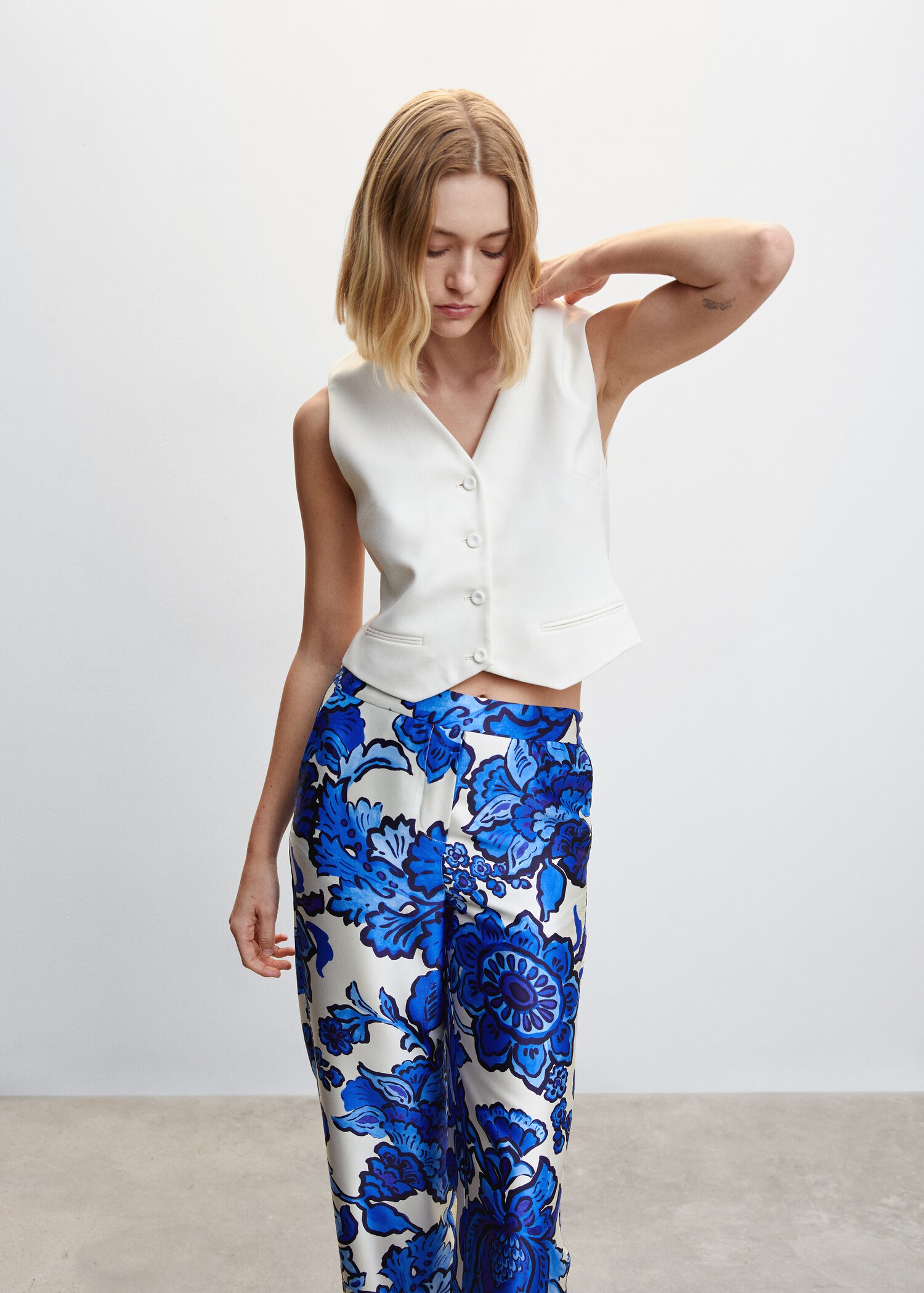Pantalón satinado floral - Detalle del artículo 1