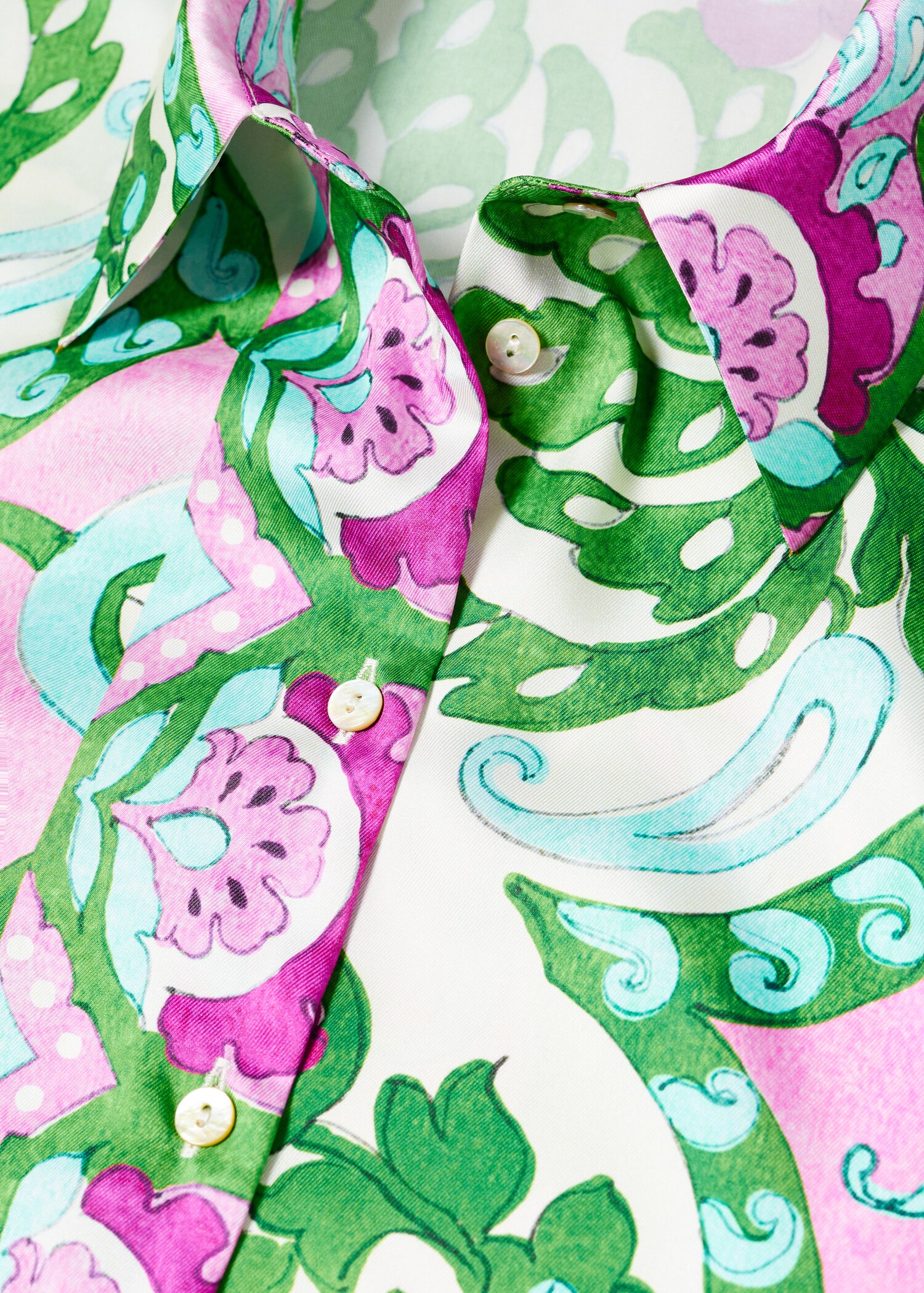Satin print shirt - Woman | MANGO OUTLET USA