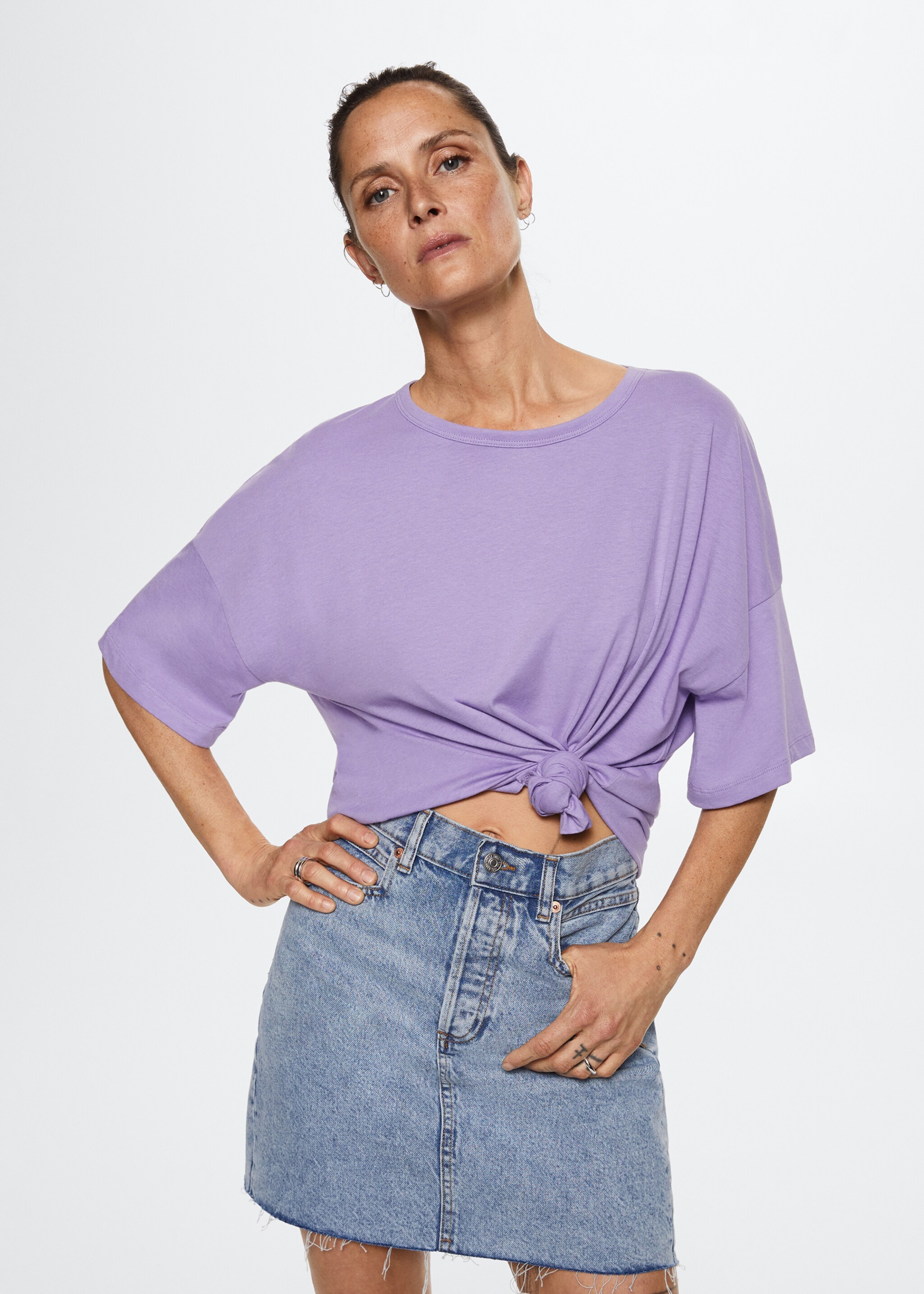 Oversized-Baumwollshirt - Mittlere Ansicht, Helllila/Pastelllila. Ref: 47101305-00.