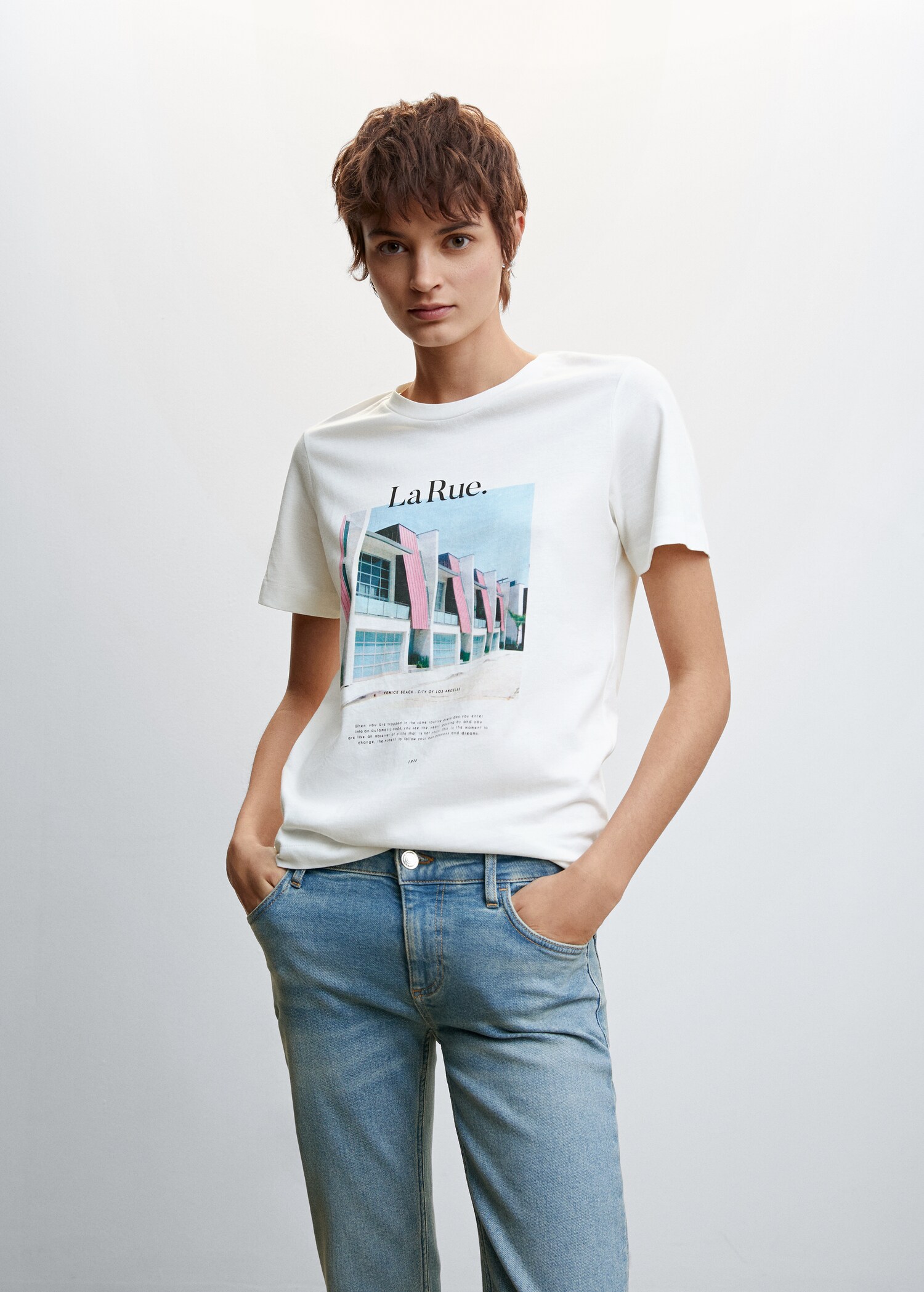 Printed cotton-blend T-shirt - Medium plane