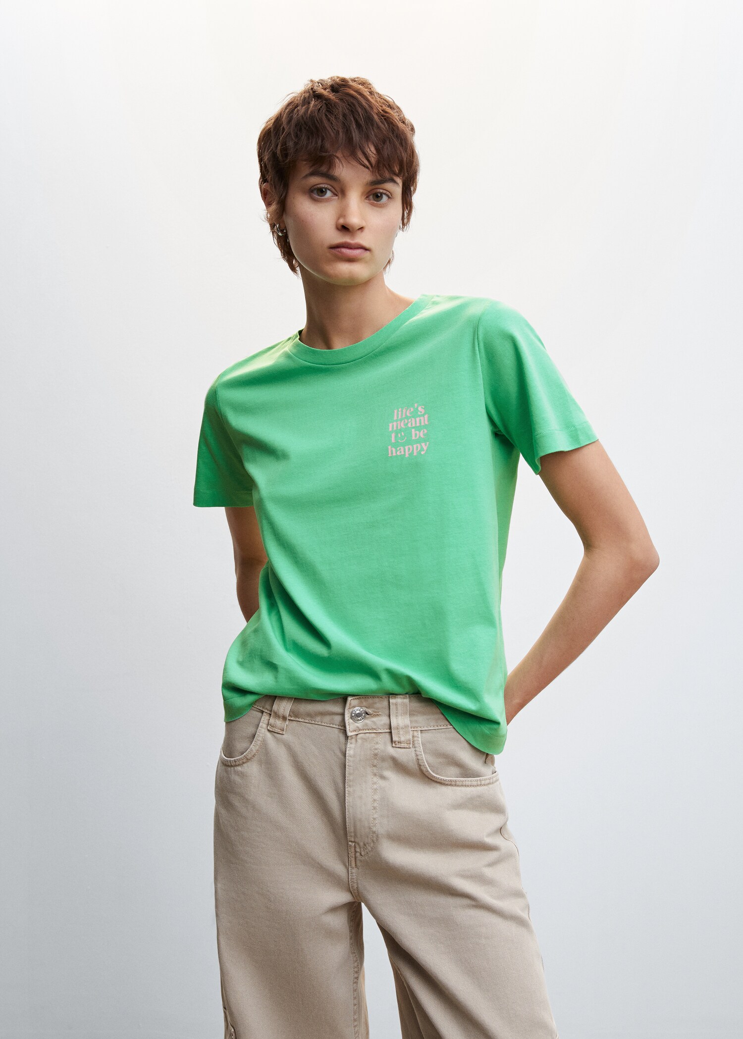Printed cotton-blend T-shirt - Medium plane